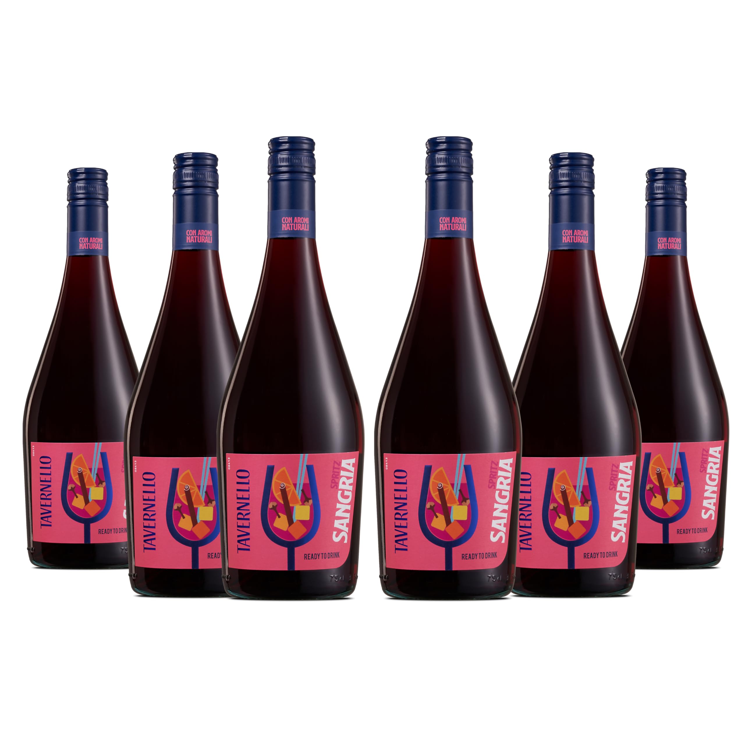 Tavernello Spritz Sangria, Spritz Aperitivo Pronto da Bere con Note di Cannella, Chiodi di Garofano e Frutta, 6,5% Vol, Confezione da 6 Bottiglie da 750 ml