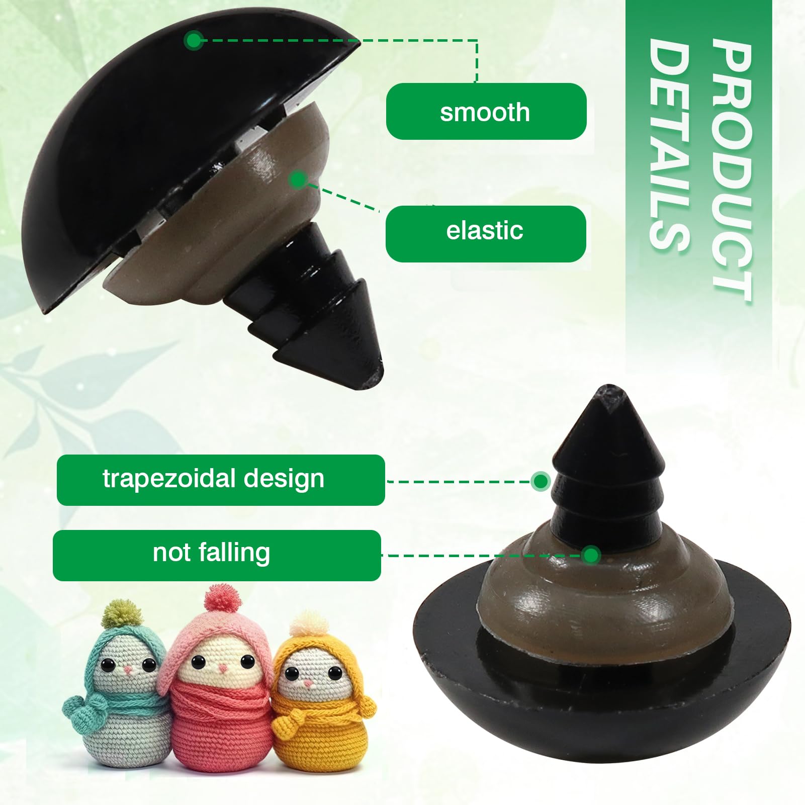 TOAOB 50pcs 20mm Noir Yeux de Sécurité d'animaux Peluche en Plastique avec 50pcs Rondelles pour Fabrication de Poupées Marionnettes