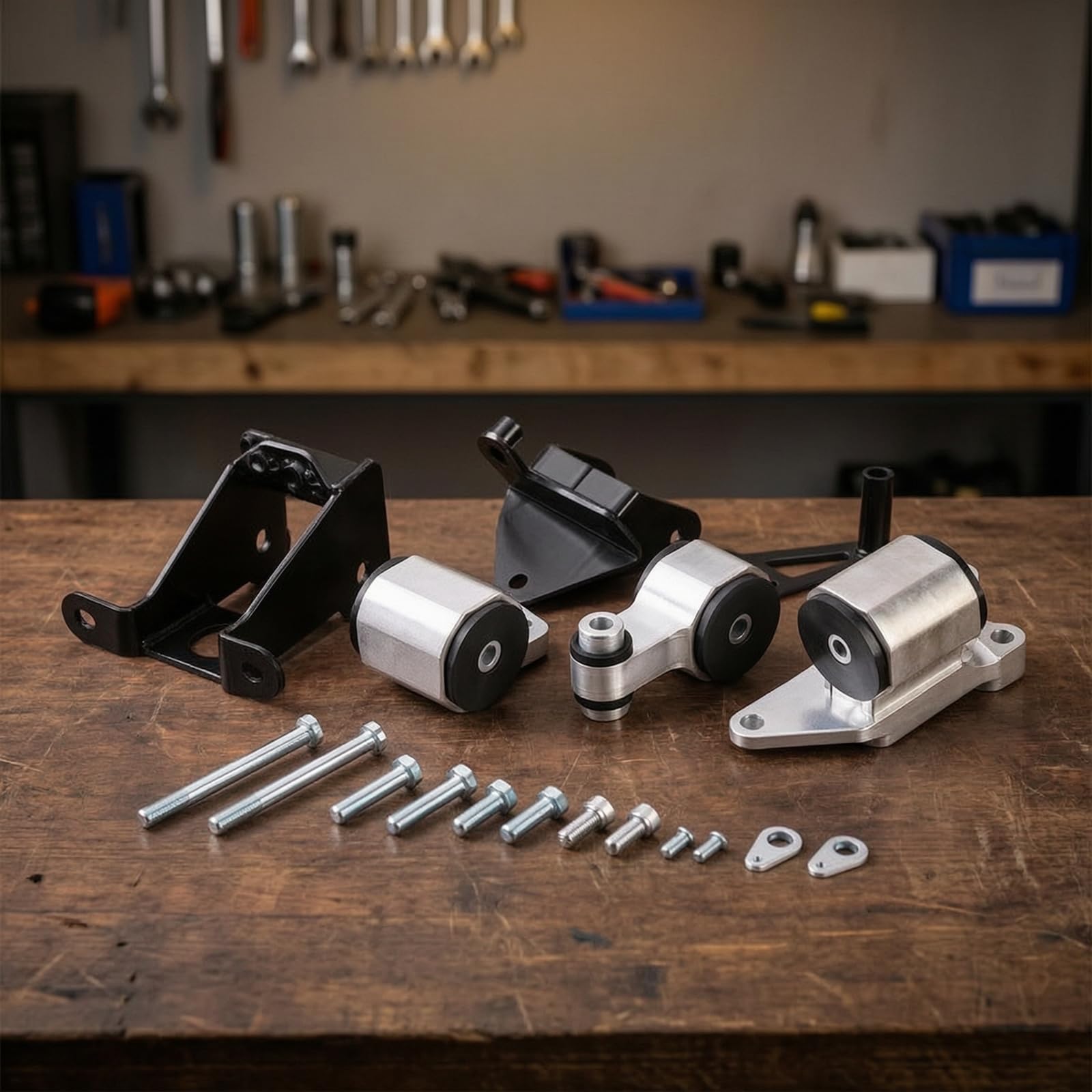 Supporto Motore Staffa Kit Staffaggio Motore Staffa Cambio in Lega di Alluminio con Struttura Angolata E Fori Preforati Adatto a Sostituzione Motore Elaborazioni Officina Fai da Te