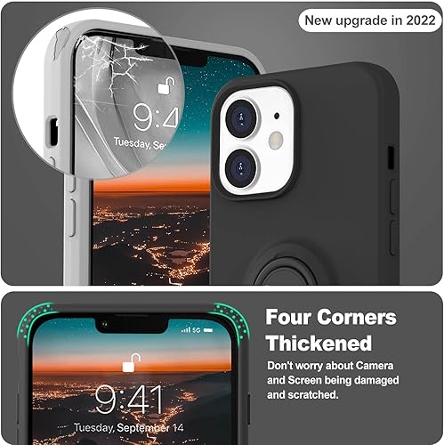 Miniatura 3 de CHEZEAL Funda para iPhone 12iPhone 12 Pro con soporte de anillo, soporte magnético para coche, cuerpo completo, silicona líquida, a prueba de