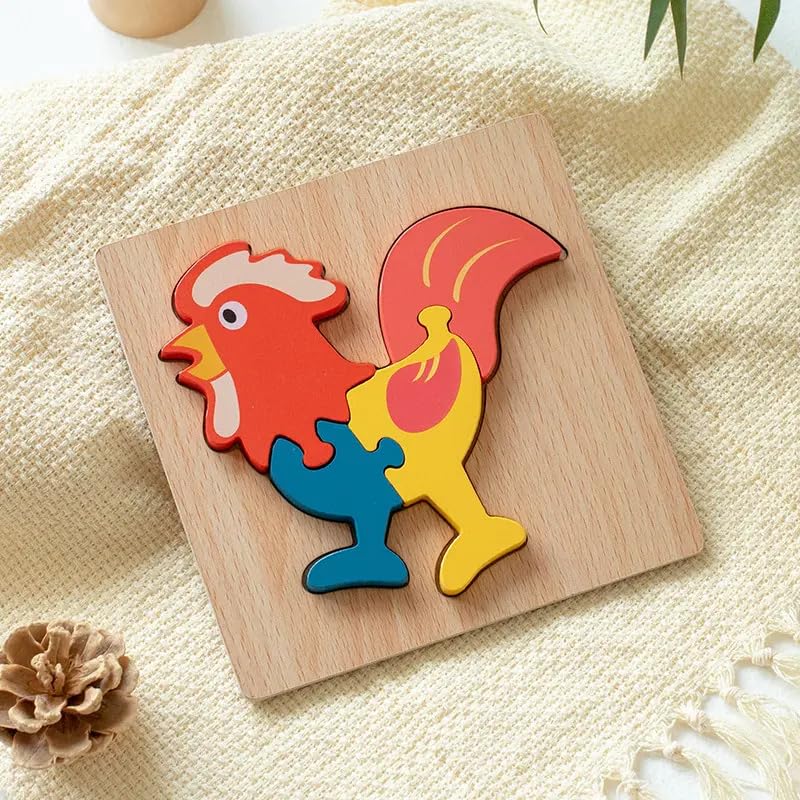 Geniusaur Jigsaw Puzzle for Toddlers 5 Pack Animals Shape wooden puzzle for Kids Preschool Learning Educational Puzzles 1 2 3 4 Years - Image 2