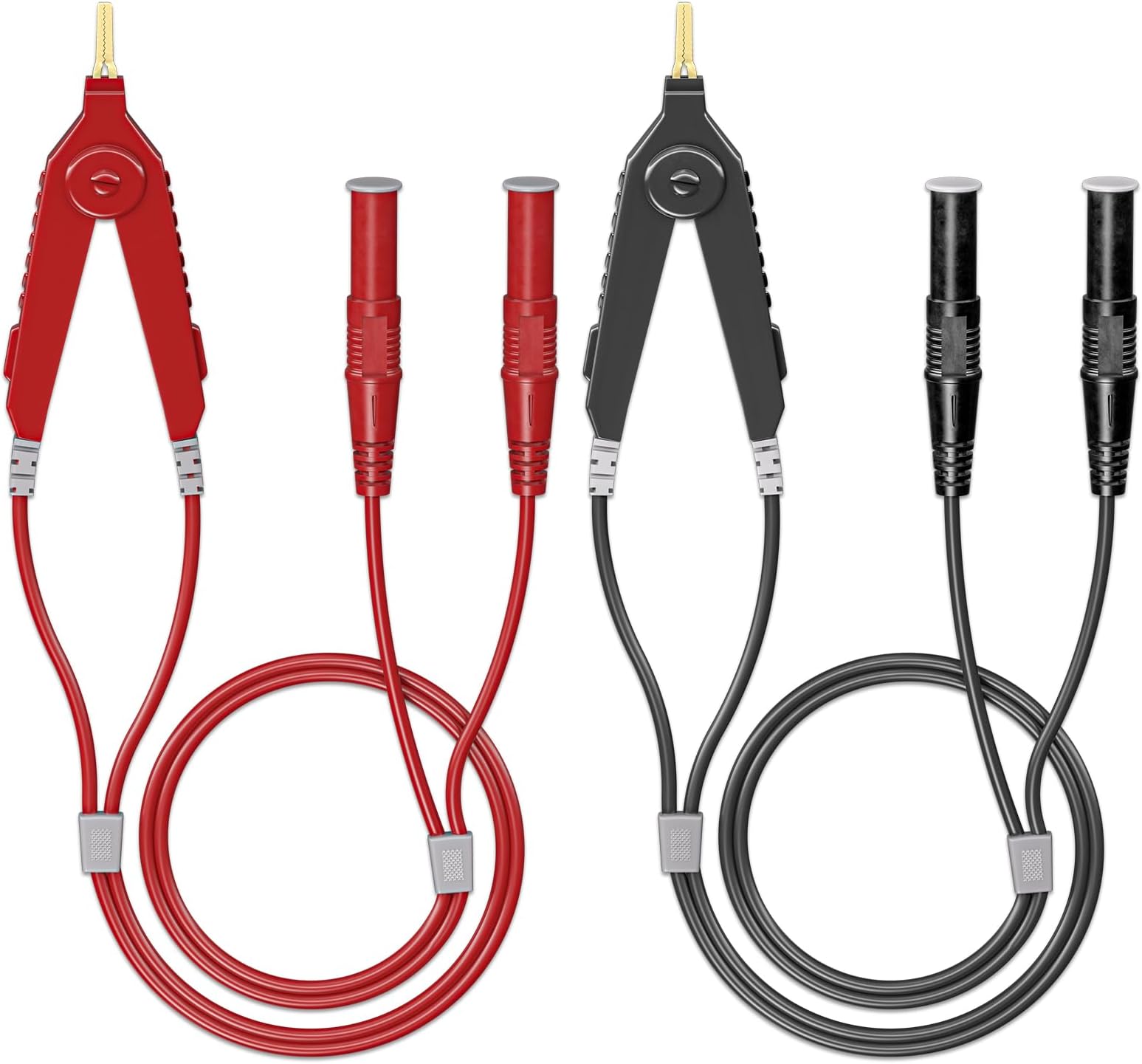 Goupchn LCR Meter Test Leads Terminal Kelvin Clips Cable Wires to 4mm Safety Banana Plugs 1.2m/3.94ft for DMM