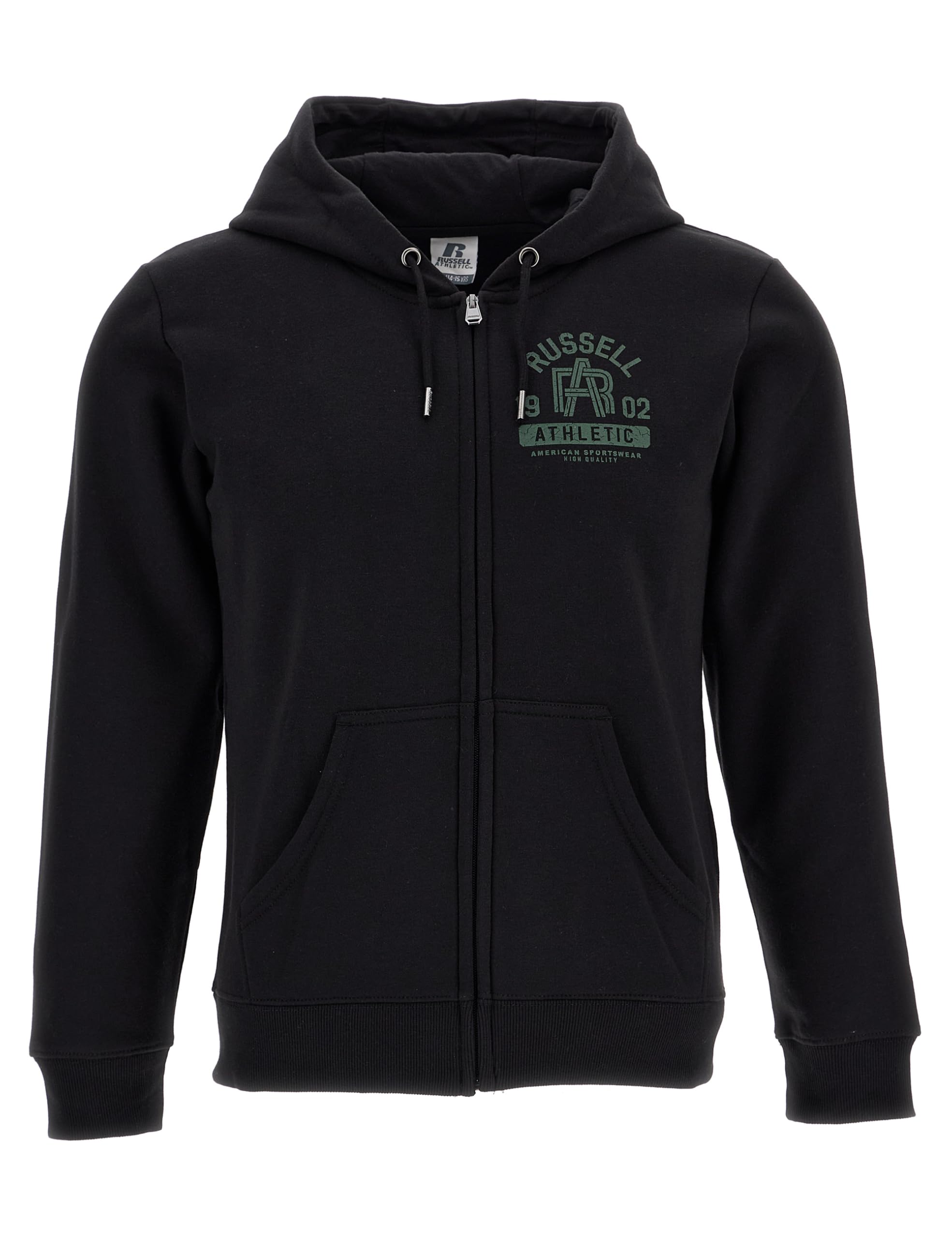 Russell Athletic Kids & Teens Zip Through Hoody Sweatshirt, Black, 164 EU