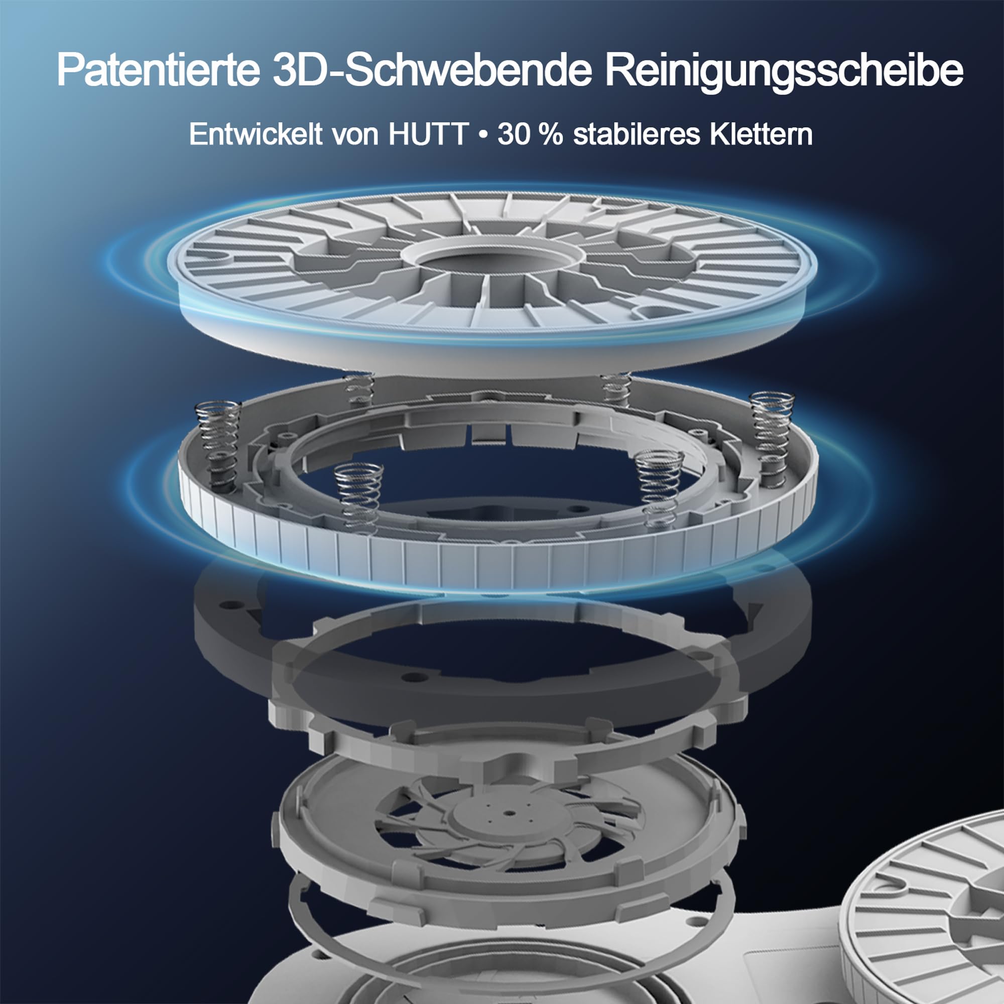 Hutt S7 Plus Fensterputzroboter Akku kabellos, Abnehmbarer Akku, 60 Min Laufzeit, 6500 Pa Saugkraft, 3D schwebendes Doppelpad, automatischer Fensterreiniger mit Sprühfunktion, 80 ml Tank, Koffer