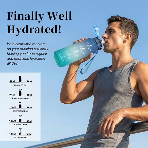 Borraccia 1,5L, Bottiglia con Cannuccia, a Prova di Perdite, Bottiglia Acqua con Indicatore del Tempo, per Fitness, Viaggi, Scuola - 4