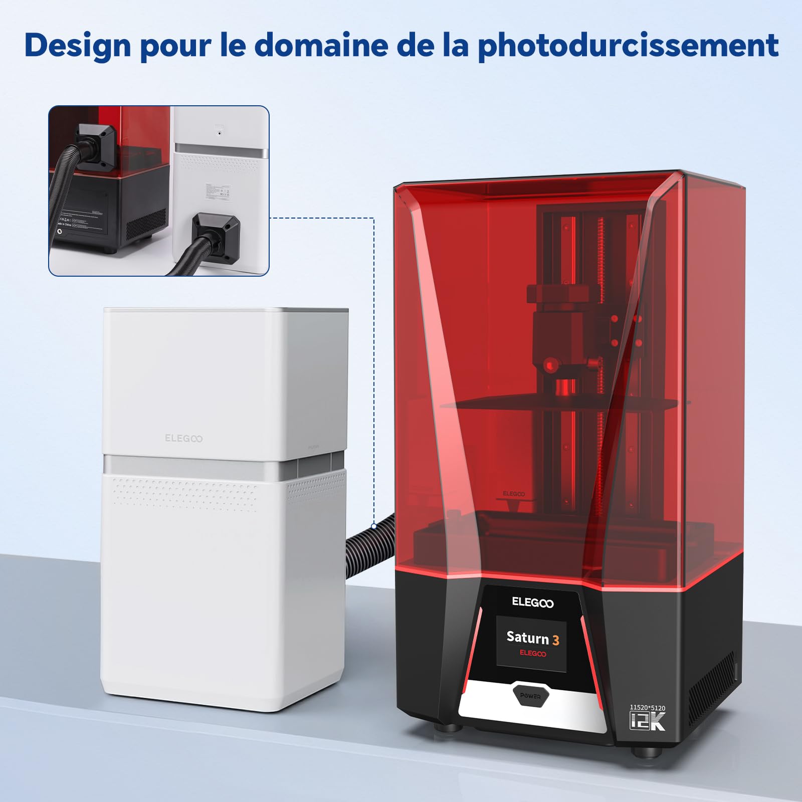 ELEGOO Mars Mate Purificateur d'air avec filtre à charbon actif adapté aux imprimantes 3D LCD Saturn 3 Ultra Mars 4 Ultra Taille de 210 mm x 247 mm x 410 mm