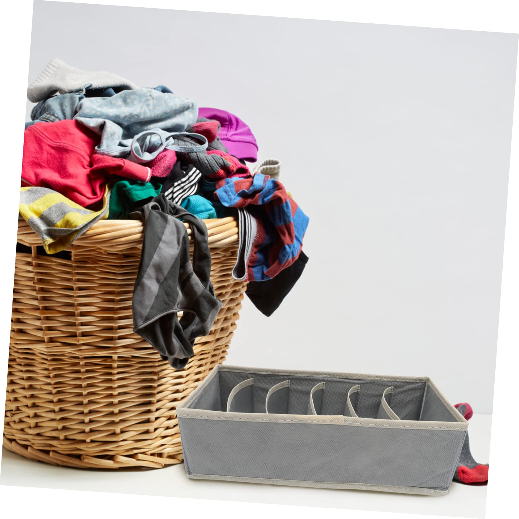 Organizzatore di Biancheria Intima 7 Scomparti Porta Calzini e Cravatte Set da 1 per Cassetto Tessuto Non Tessuto