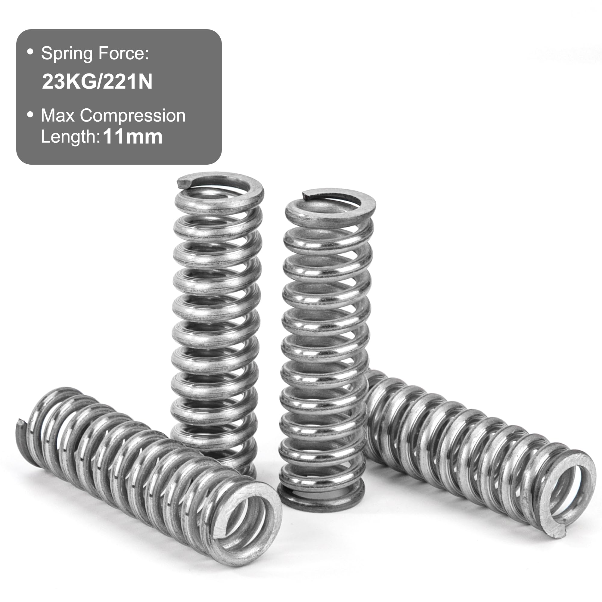 4x GUNGY Druckfeder Aus Edelstahl 304 – 45 Mm Länge, 20 Mm Ø, 2 Mm Draht – Max. 7,2 Kg Kraft