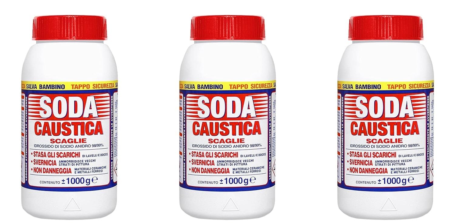 Soda Caustica a Scaglie 3 Kg Rocard per Uso Industriale e Domestico