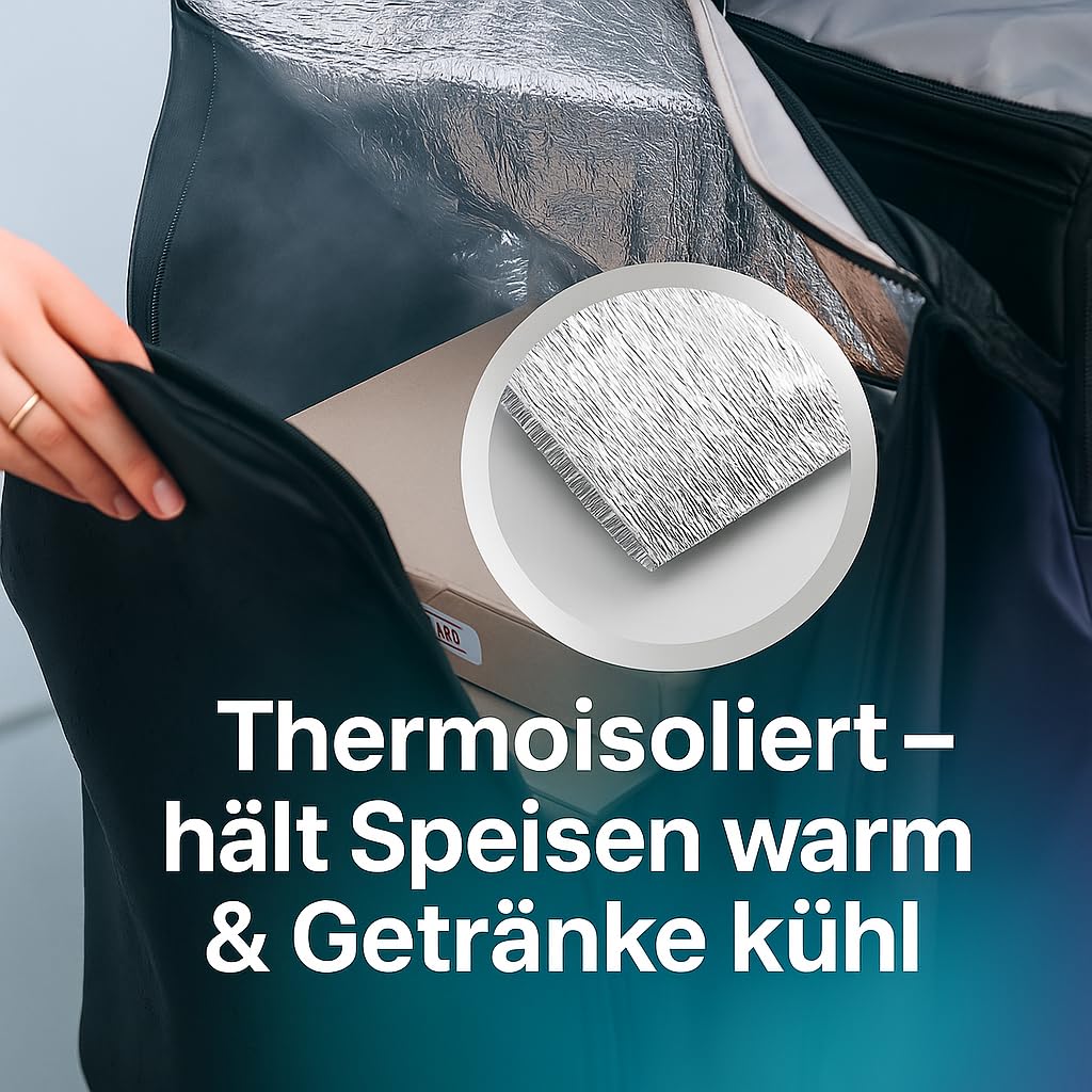 Telescopic Cubic 89L Isolierte Liefertasche erweiterbar & faltbar | Wasserdicht, Thermotasche für Pizza, Essen, Getränke | Reflektierend & strapazierfähig