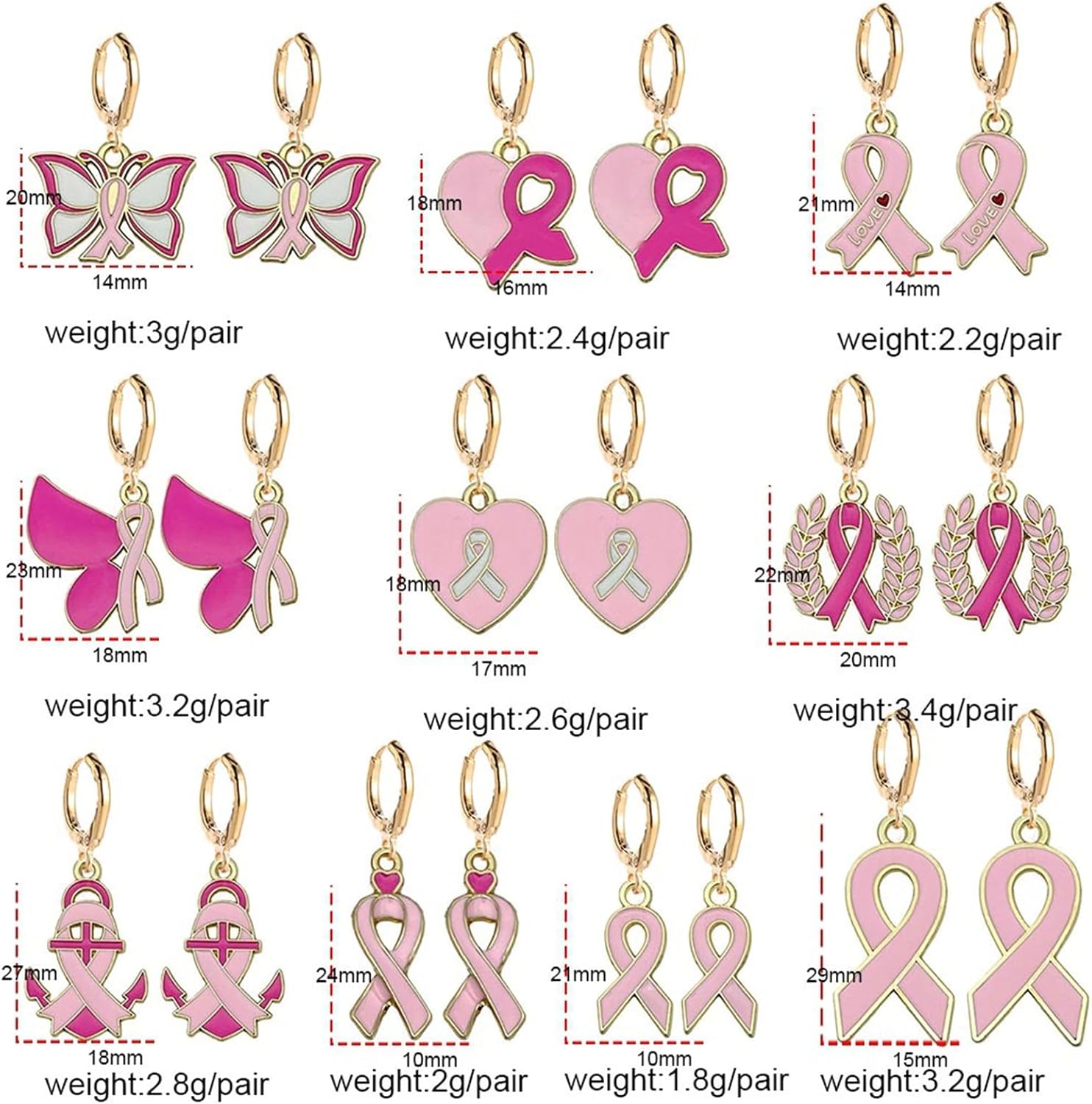 MALOYANVE 10 Pairs Breast Cancer Earrings Set for Women Pink Ribbon Drop Earrings Beaded Breast Cancer Awareness Earrings with Motivational Survivor Support Jewelry Gifts - Image 7
