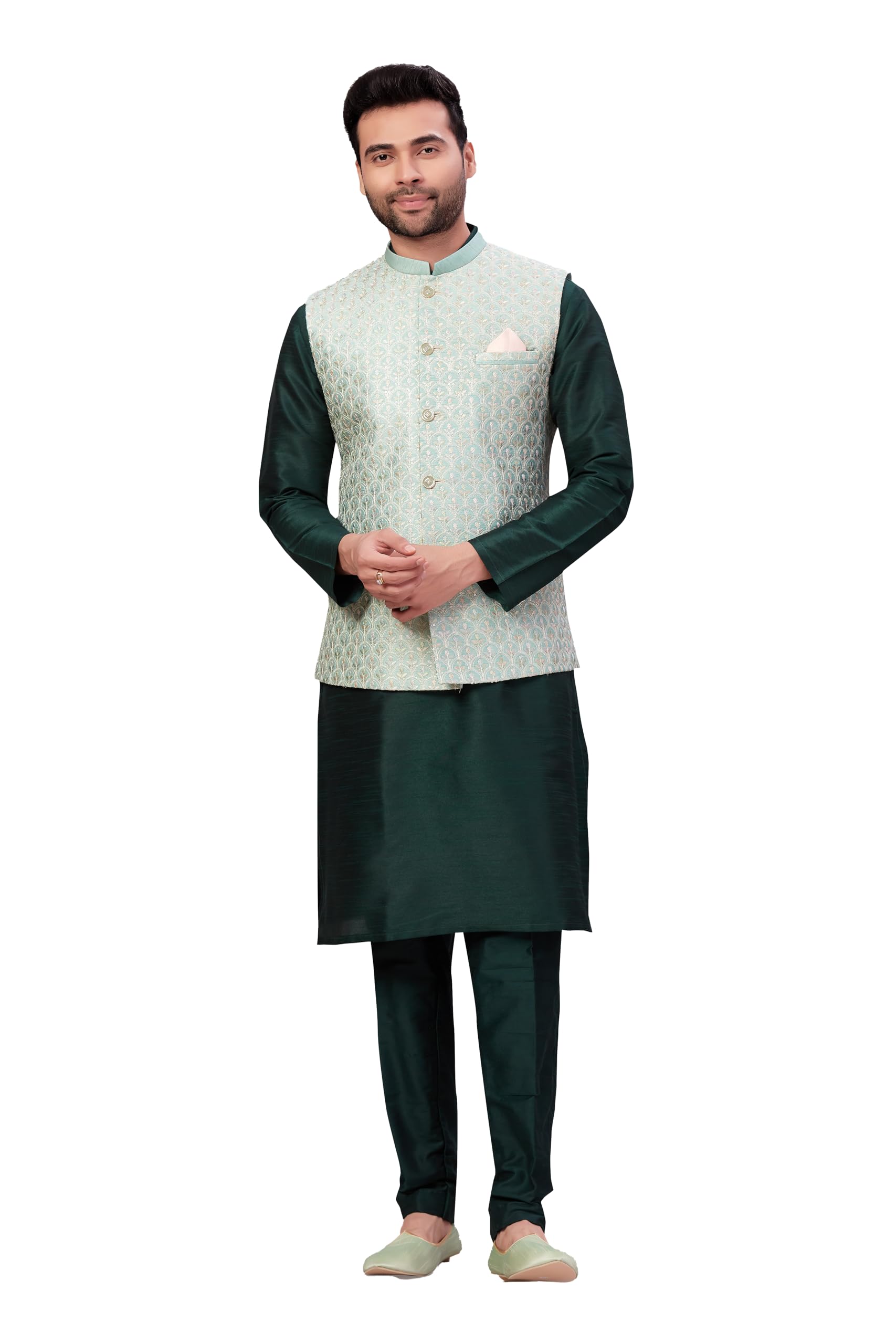 Sorbet Design Mint Waistcoat/ethnic wear-picture-18