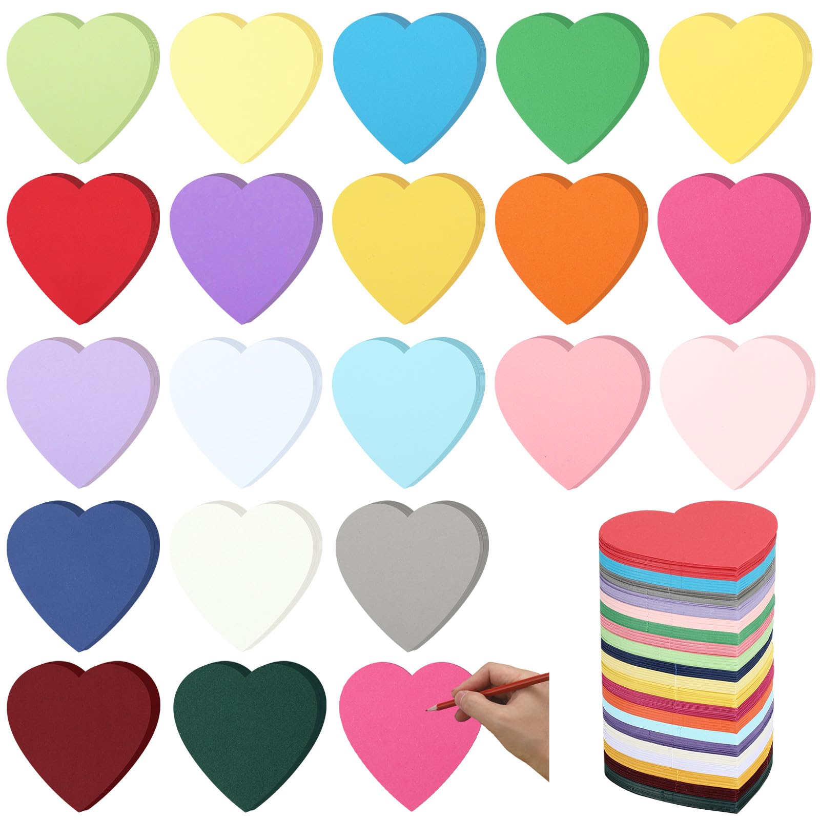 Honoson1000 Pcs Valentine‘s Day Heart Cutouts Paper 3.9 Inch Assorted Color Kids Valentine Heart Shaped Die Cuts Paper for DIY Craft Projects Back to School Bulletin Board Decor