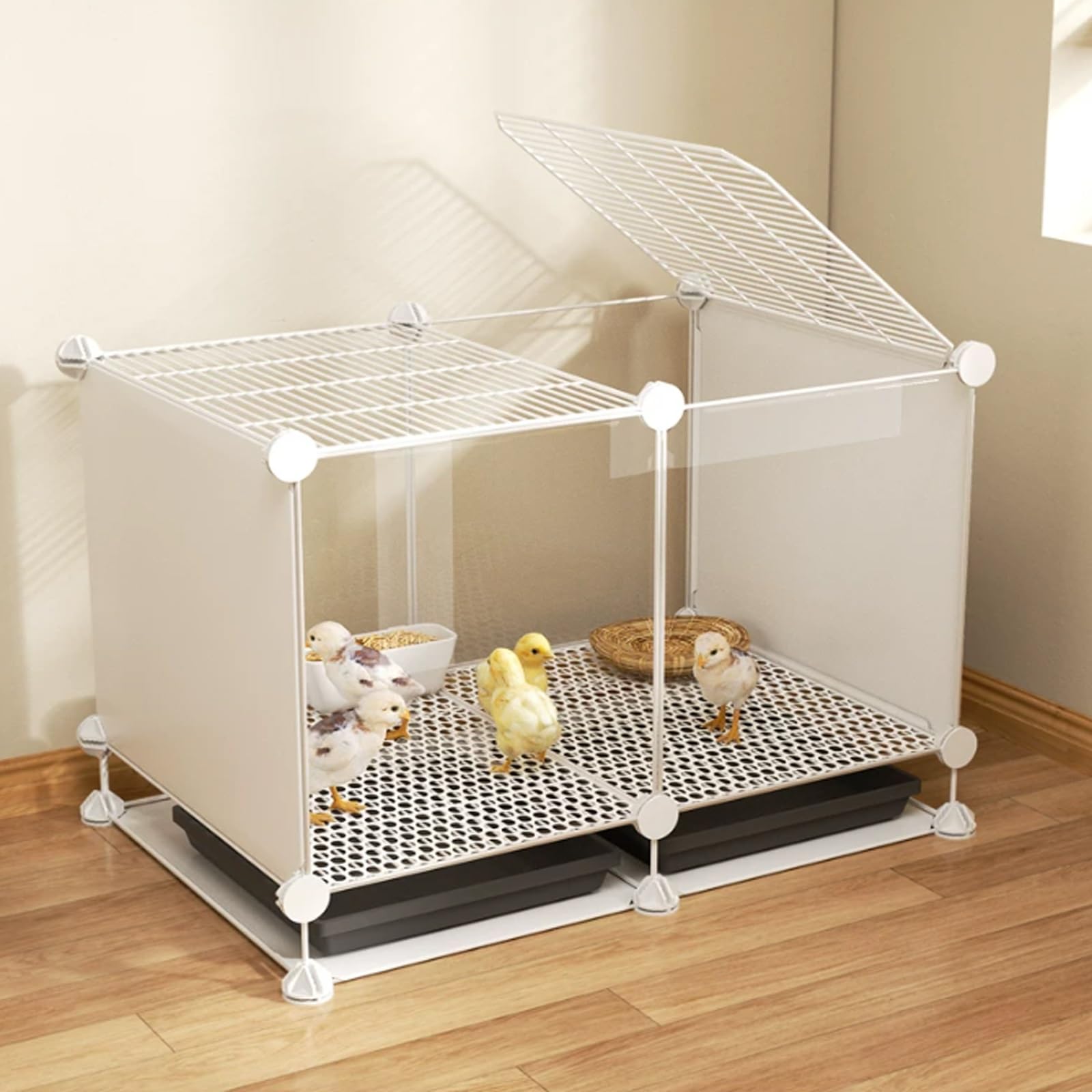 Poultry Housing Enclosure for Chick Rearing with Clear Panels, DIY Build, Pull-Out Tray for Indoor or Outdoor Use, Ideal for Hobby Breeders, 74x38x48 cm
