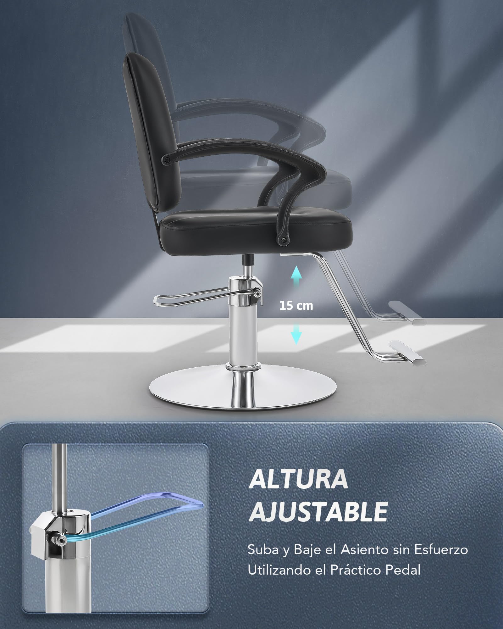 CO-Z Sillón Peluquería Profesional con Bomba Hidráulica Silla de Peluquería con Giro de 360° de Altura Ajustable de 10 cm, Capacidad 250KG Sillón de Barbero para SPA, Belleza