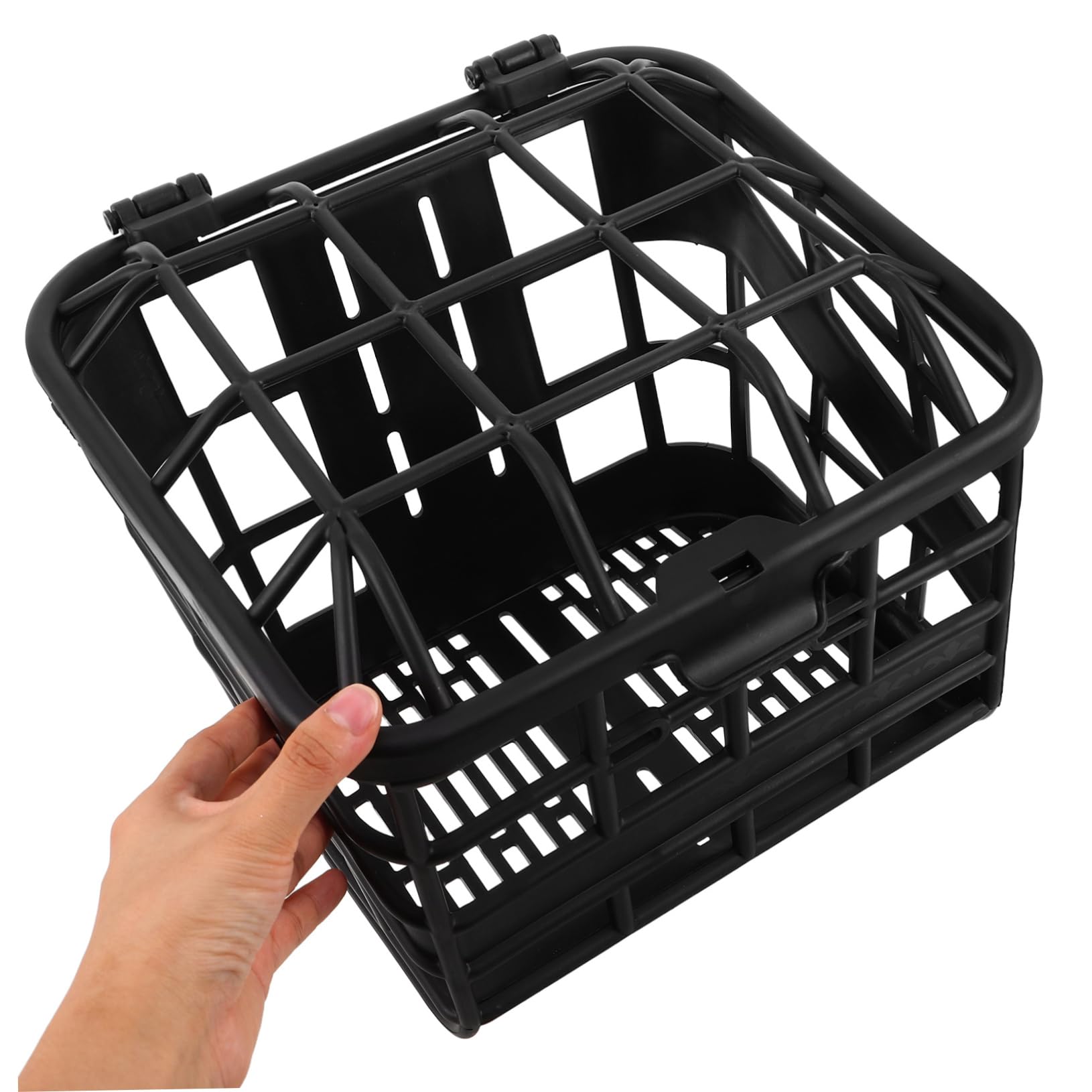 Cesta Delantera de Plástico para Bicicletas Infantiles con Tapa, Negra
