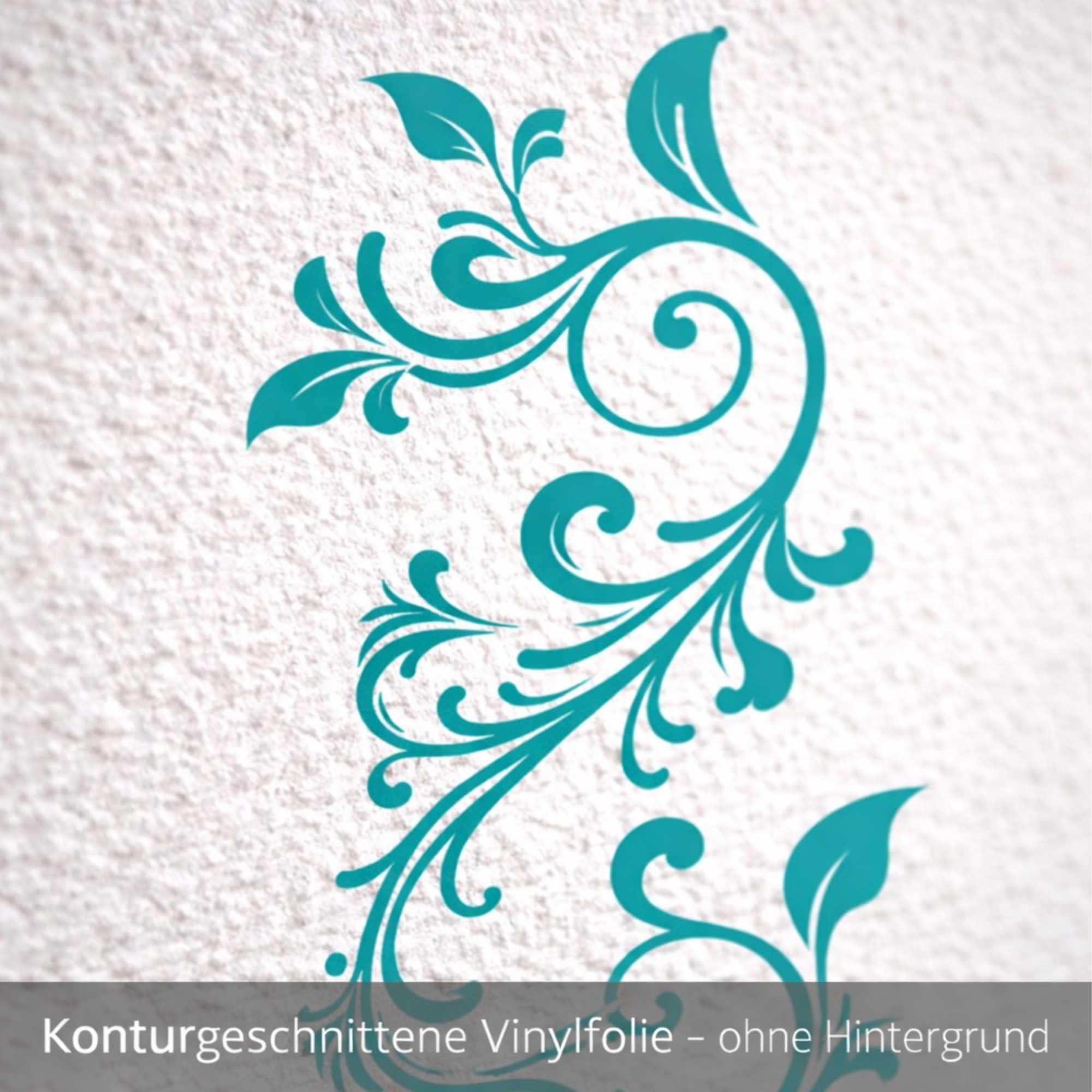 INDIGOS UG - Wandtattoo Wohnzimmer - Wandaufkleber Pflanze Blume Gewirr filigran 170x58cm, Silber w439 - Aufkleber Kinderzimmer Schlafzimmer Küche Badezimmer Büro Dekoration