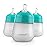 Nanobebe Flexy Silicone Baby Bottles, Anti-Colic, Natural Feel, Non-Collapsing Nipple, Non-Tip Stable Base, Easy to Clean - 3-Pack, Teal, 9 oz