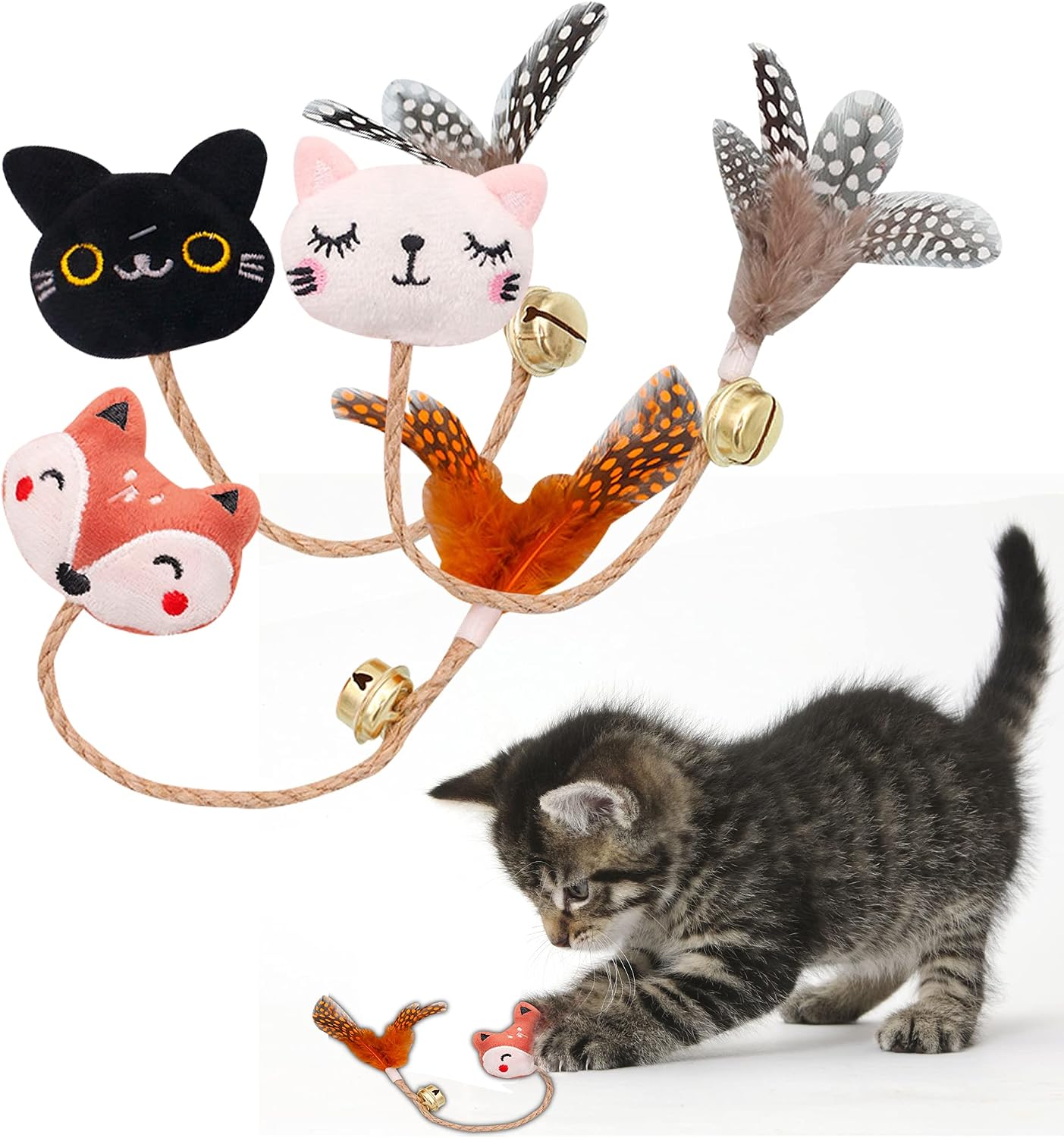 Whefory Interactive Catnip Toy, Cat Chew Toy Bite Resistant Catnip Toys for Cats,Catnip Filled Cartoon Cat Fox Cat Teething Chew Toy for…