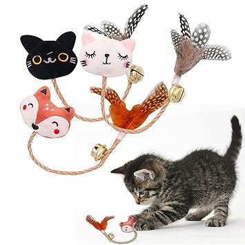 Whefory Interactive Catnip Toy, Cat Chew Toy Bite Resistant Catnip Toys for Cats,Catnip Filled Cartoon Cat Fox Cat Teething Chew Toy for Indoor cat?3 Pcs?