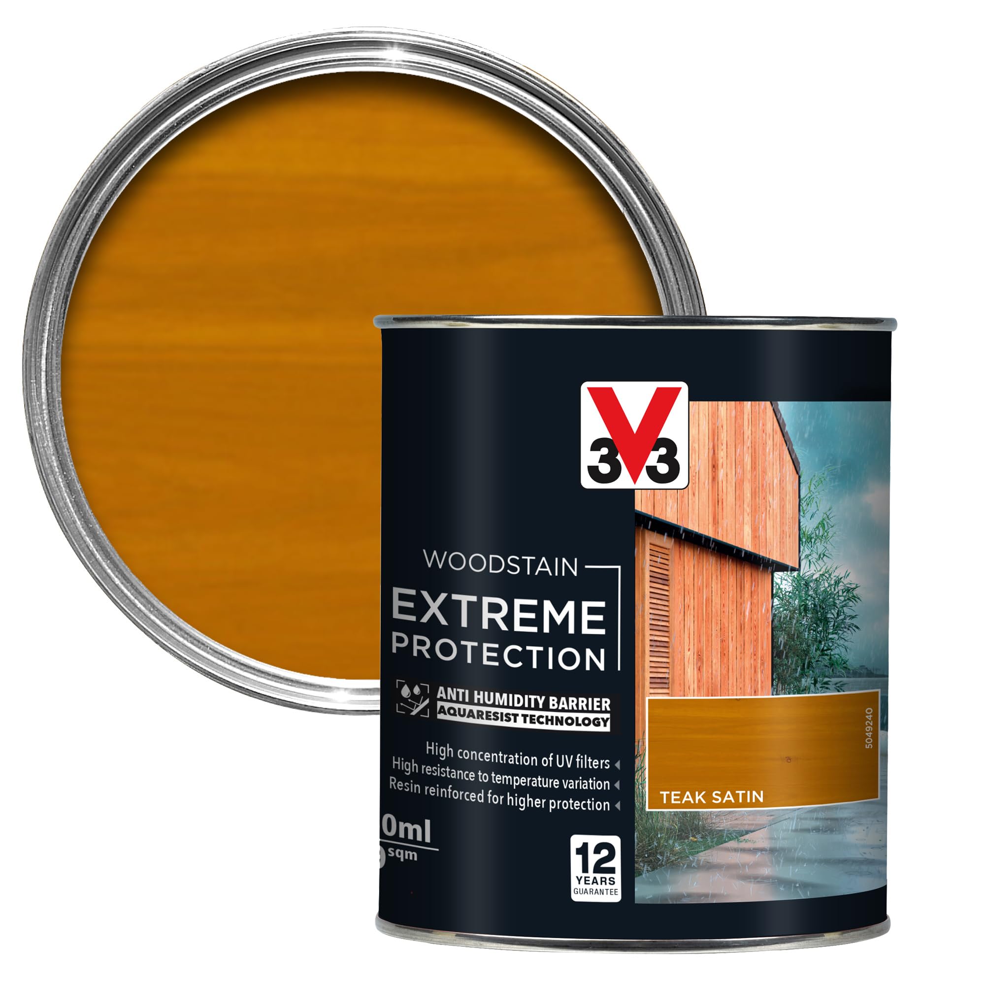V33 Extreme Protection Woodstain 750Ml - Teak, Brown - 12 Year Guarantee