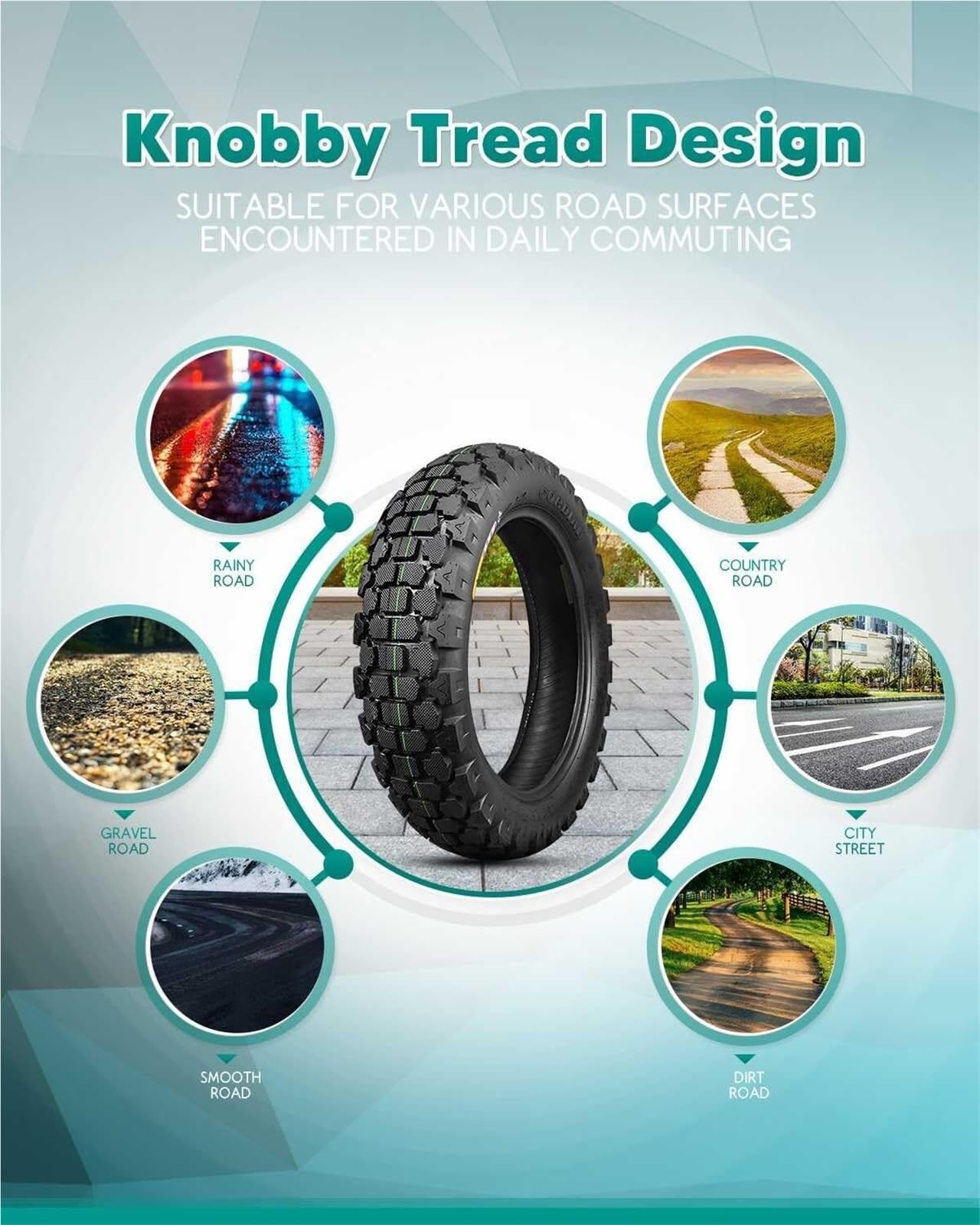130/90-15 Opona Tył | Opony Bezdętkowe Terenowe | Opona Motocyklowa z Głębszym Ryfem | Odporna na Przebicia, Trwała | 75P 8PR