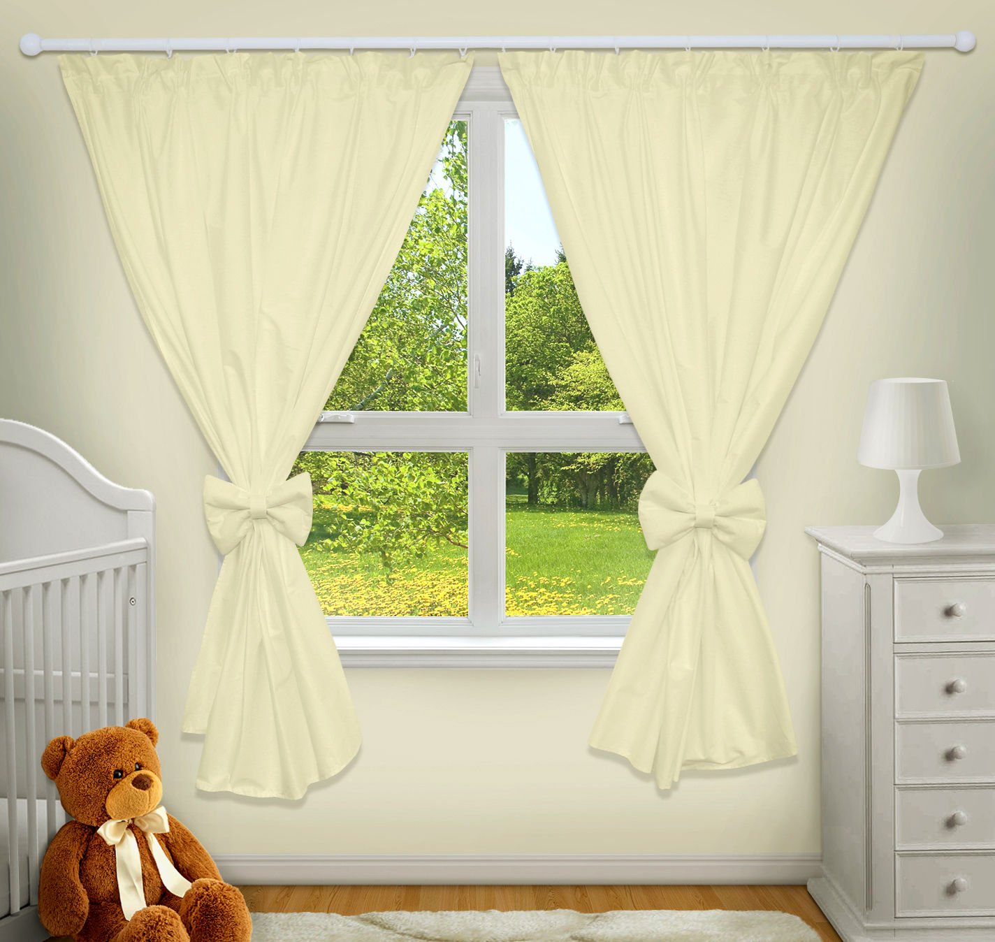 TheLittles24 LUXURY DECORATIVE CURTAINS FOR BABY ROOM MATCHING WITH OUR NURSERY BEDDING SETS (Cream)