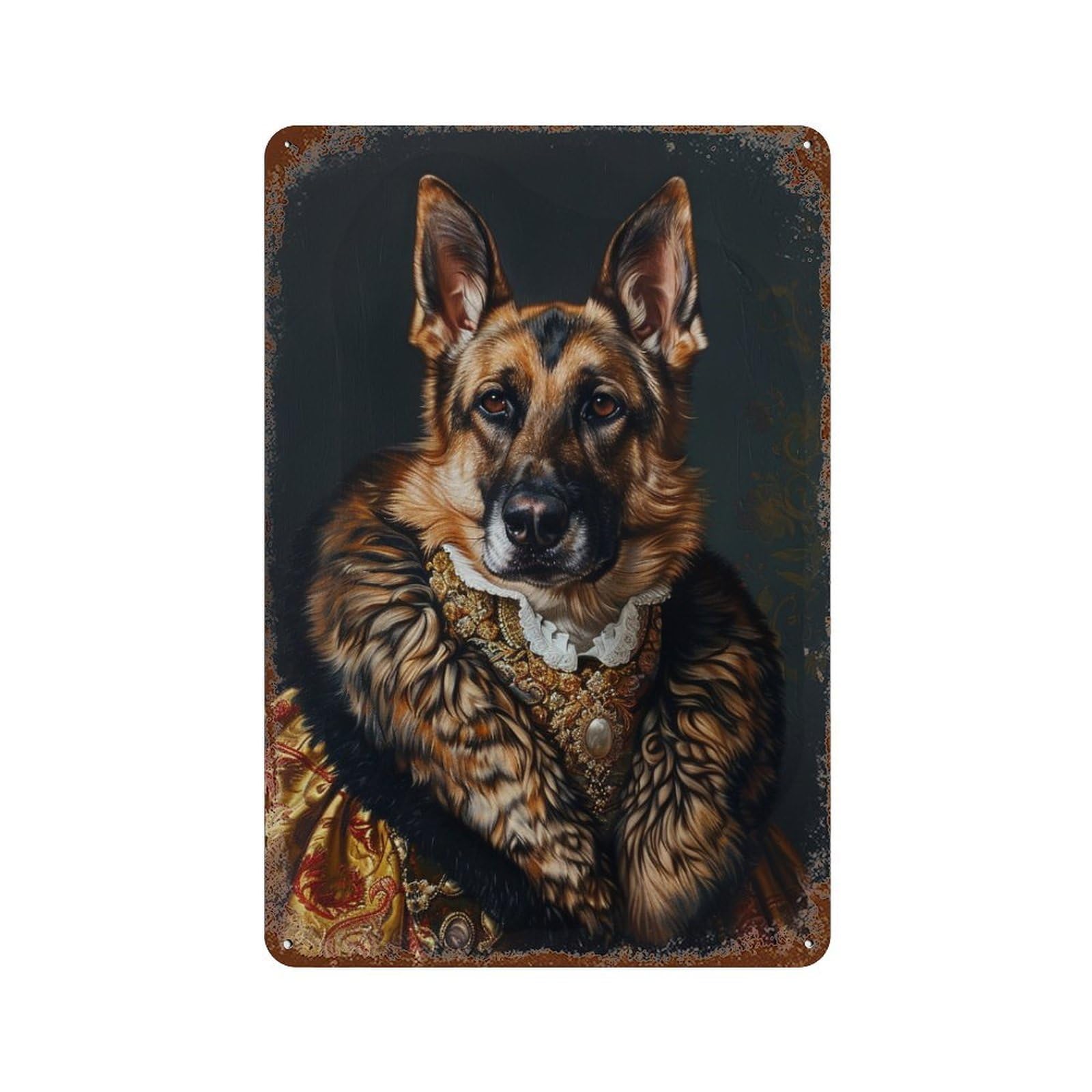 Royal German Shepherd Portrait-1 Rusty Metal Tin Sign 11.8"x7.9", for Pub, Kitchen And Man Cave Decor, Farmhouse Wall Decor