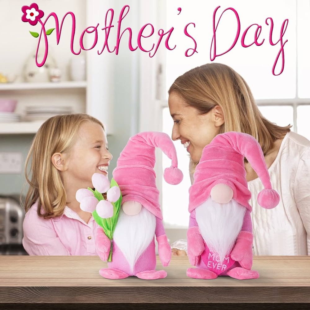 Volsha Mothers Day Gnome Grey Faceless Doll Plush Elf Dwarf Doll Craft Gift With Bouquet For Mother Home Mothers Day Faceless Doll (grey