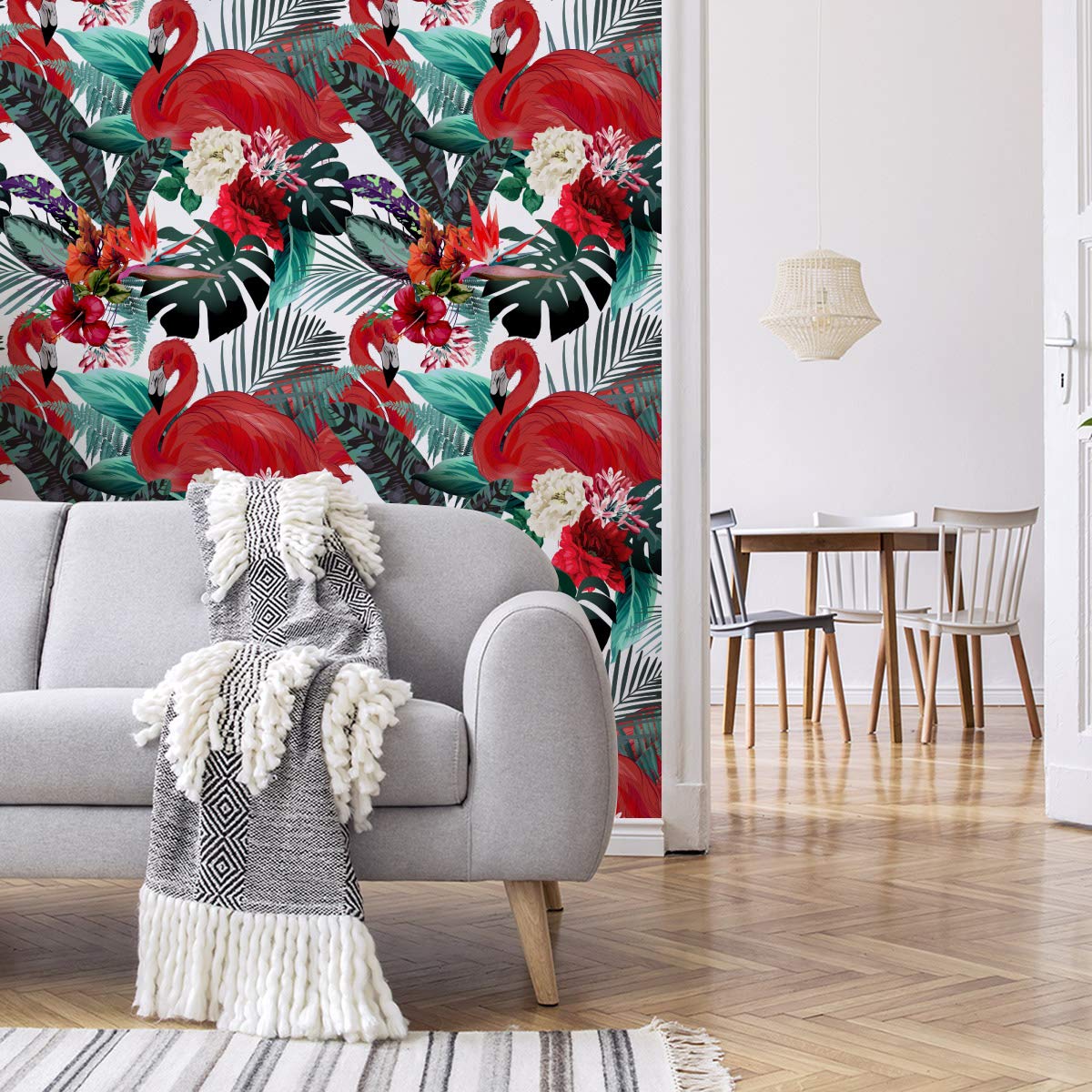 Muralo Samoprzylepne tapety rolki kwiaty piwonia piwonia korzenna Monstera paproć dżungla flamingi 1000 x 50 cm tapeta ścienna do salonu sypialni