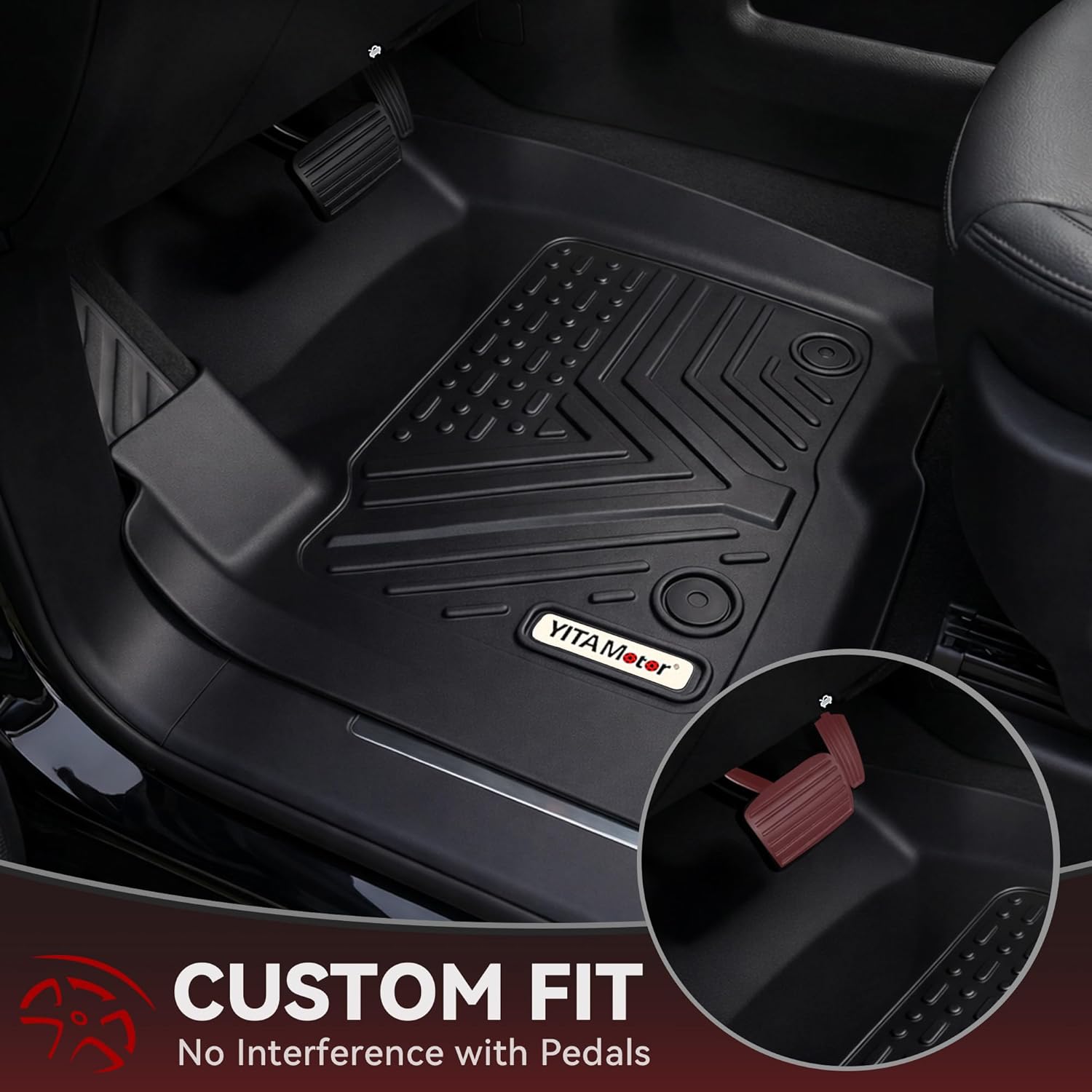 YITAMOTOR Floor Mats for 2019-2026 Chevrolet Silverado/GMC Sierra 1500 & 2020-2026 Chevy Silverado/GMC Sierra 2500HD/3500HD Crew Cab With Underseat Storage Box Bucket Seat, 1st & 2nd Row, Black - Image 3