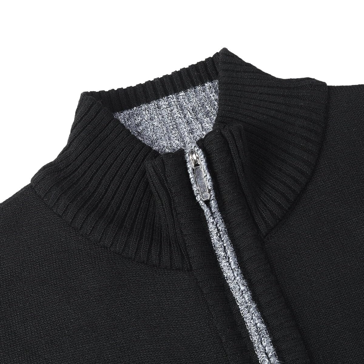 Allthemen Cardigan Homme Hiver en Maille Zippé Manches Longues Chaud Chandail Tricoté Manteau Décontracté à col Montant