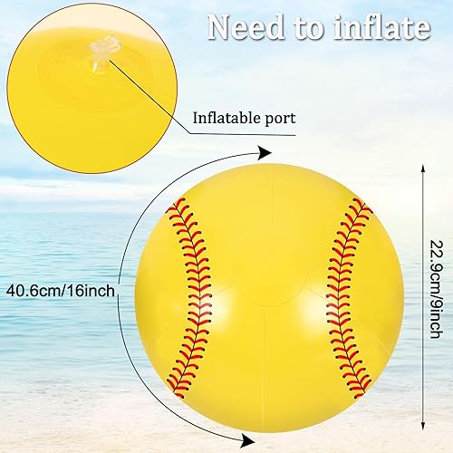 Miniatura 2 de Whaline 25 pelotas inflables de sóftbol de playa de 16 pulgadas, bolas de playa amarillas, pelotas de playa a granel, juguetes para juegos de playa