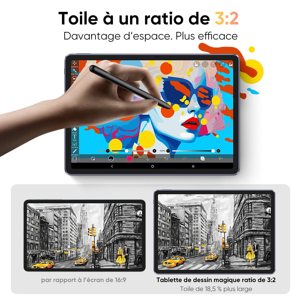 XPPen Tablette Graphique Autonome, Magic Drawing Pad Android 14 Tablette Graphique Dessin avec Écran Tactile 12 Pouces, Stylet à 16K, Résolution 2K, 8 GO RAM + 256 GO ROM (1 to Extensible)