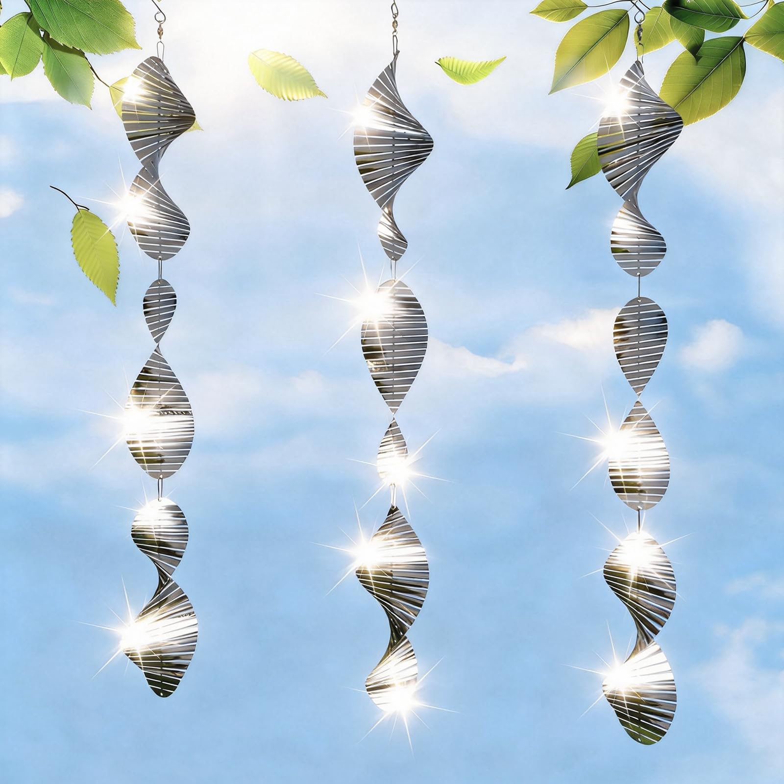 Bird Deterrents for Outside Patio, Bird Scare Devices Set Highly Reflective 3D Wind Spinners Outdoor Garden Decor, Bird Reflectors to Keep Birds Away Window Roof Yard Orchards Deck 9 Discs 3 Pcs