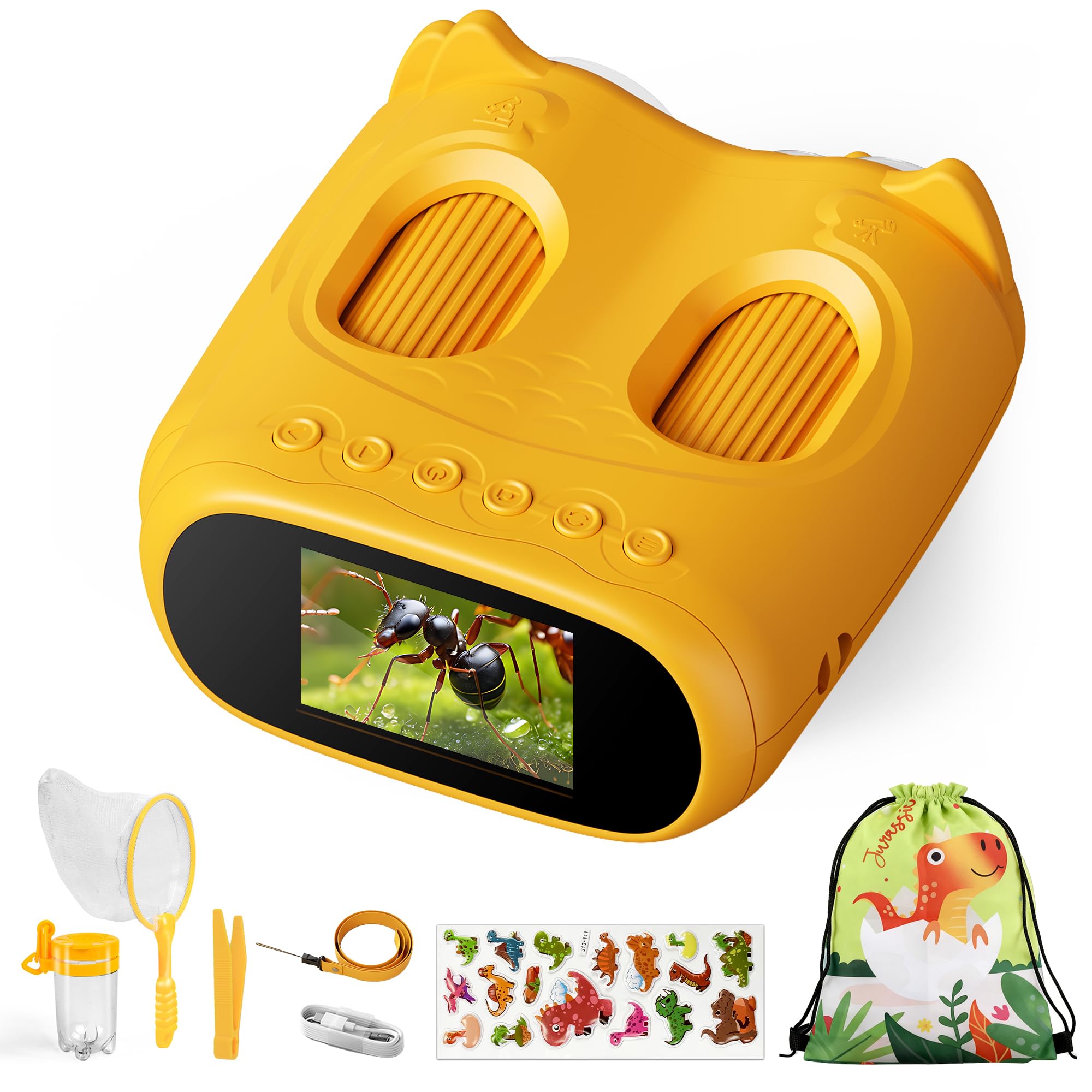 2-in-1-Mikroskop und Teleskop, 1000 x Handmikroskop, 10-faches Teleskop für Kinder, Temodu 4K 2.0 inch Bildschirm, Kinder-Teleskope mit 1920p,Mini-Taschen-Mikroskop, Science draussen ab 3 Jahren