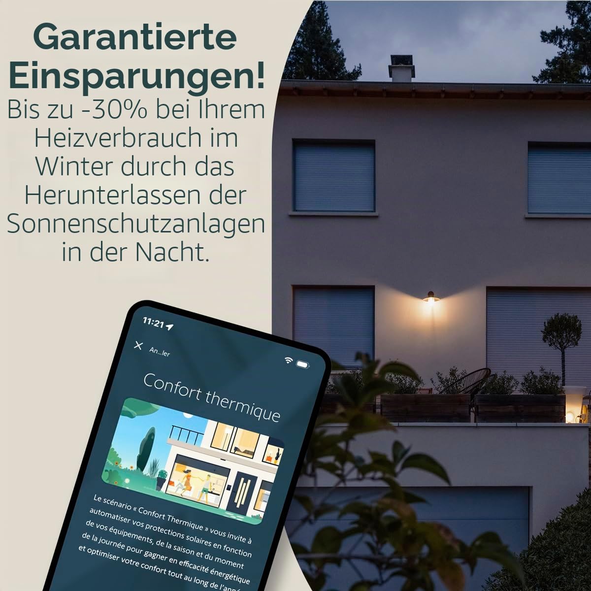 Somfy 1871307 - Sunteis Solar io - Helligkeits- & Temperatursensor, TaHoma Switch kompatibel, automatisiert Rollläden, Jalousien und alle kompatiblen io-Motoren, ohne Stromanschluss