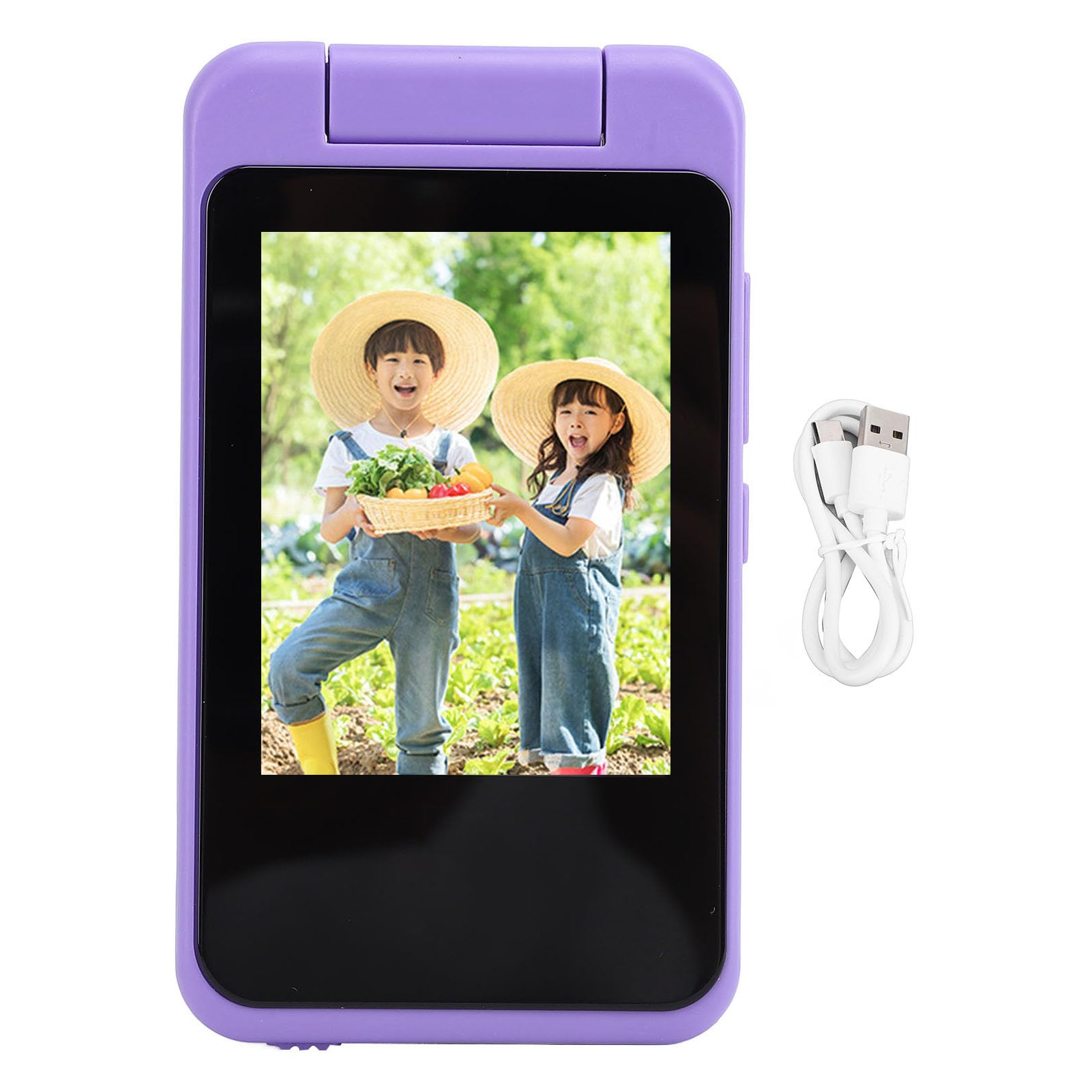 Digital Camera for Kids, 2.8 Inch Full Color Children Digital Video Camera, Auto Focus, 1080P 48MP Kids Smart Phone Toy MP3 Music Player, 180° Rotatable Lens (Purple)