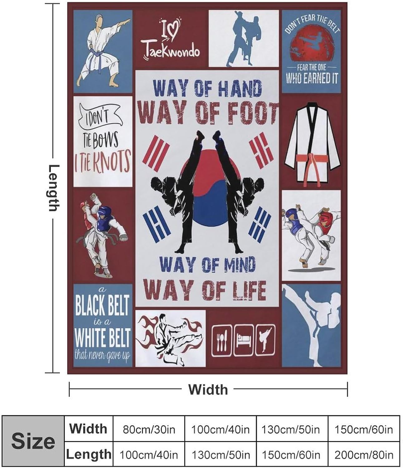 Taekwondo Blanket Korea Gifts for Girls Boys Kids Woman Sport Throw Blankets Soft Blanket Warm Fleece Flannel Plush Blankets for Bed Sofa Couch 60"x80"