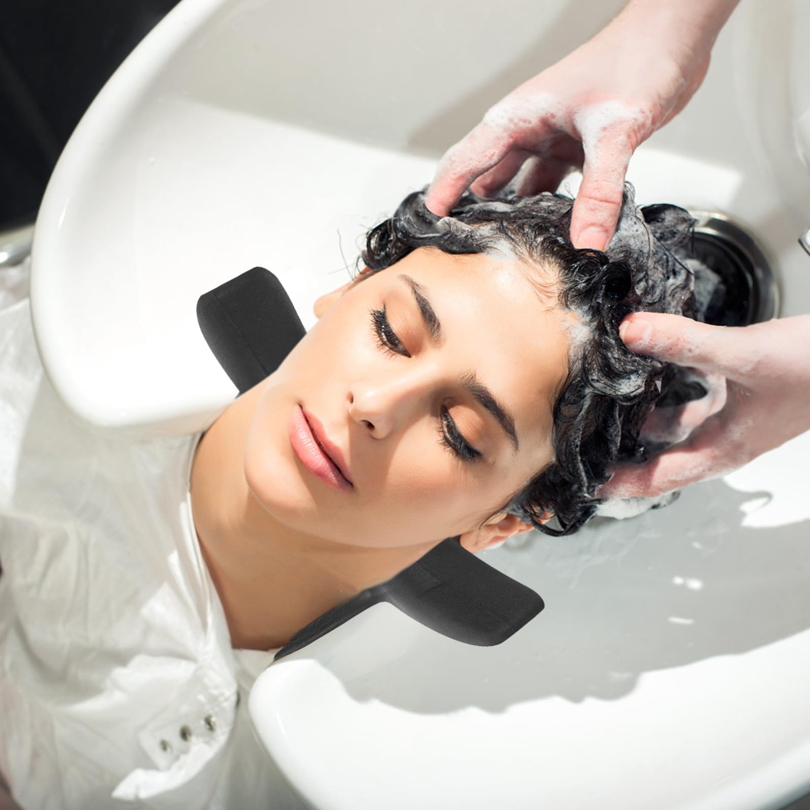 STOBAZA Cuscino Poggiatesta Nero in Pvc per Parrucchiere, Solido e Stabile, Allevia la Pressione Cervicale, per Barber Shop e Uso Domestico