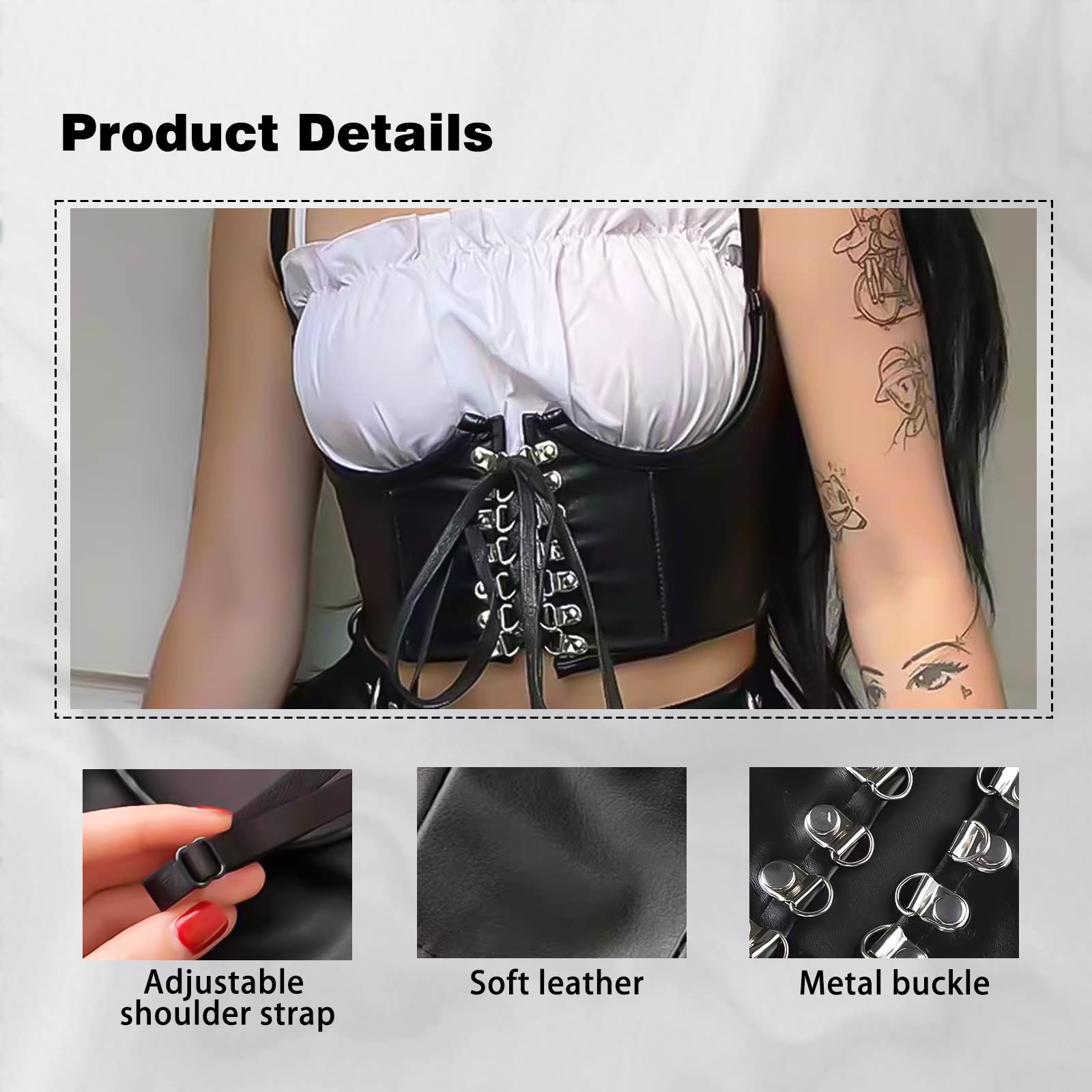 Ceinture Corset Steampunk à Lacets Élastique Pour Femmes - Style Médiéval Et Halloween - Noir