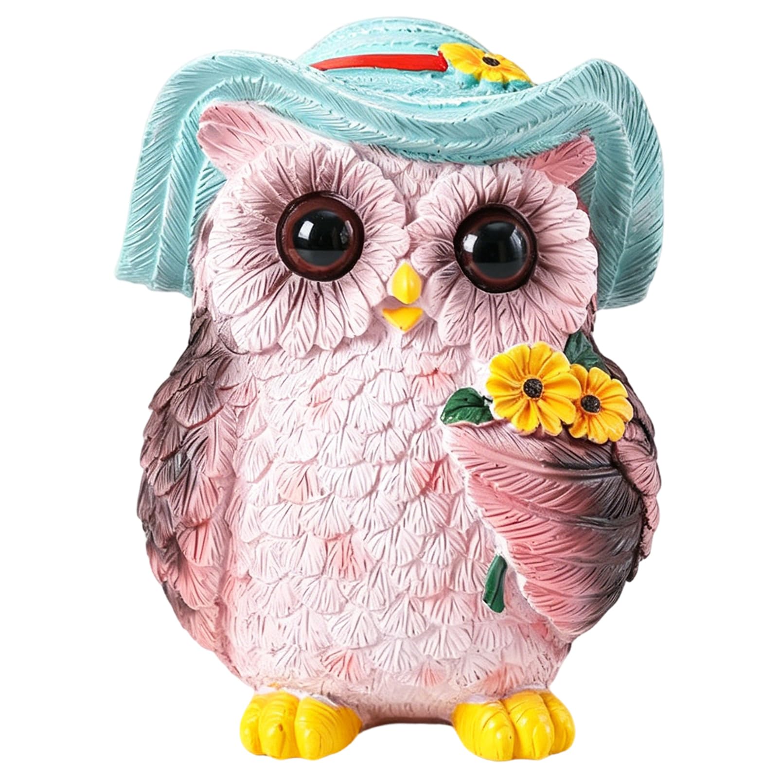 Introti Cute Owl Figurine, Hat Owl Figurine Housewarming Gift for Women Men Birds Lover, Home Shelf Office Decoration