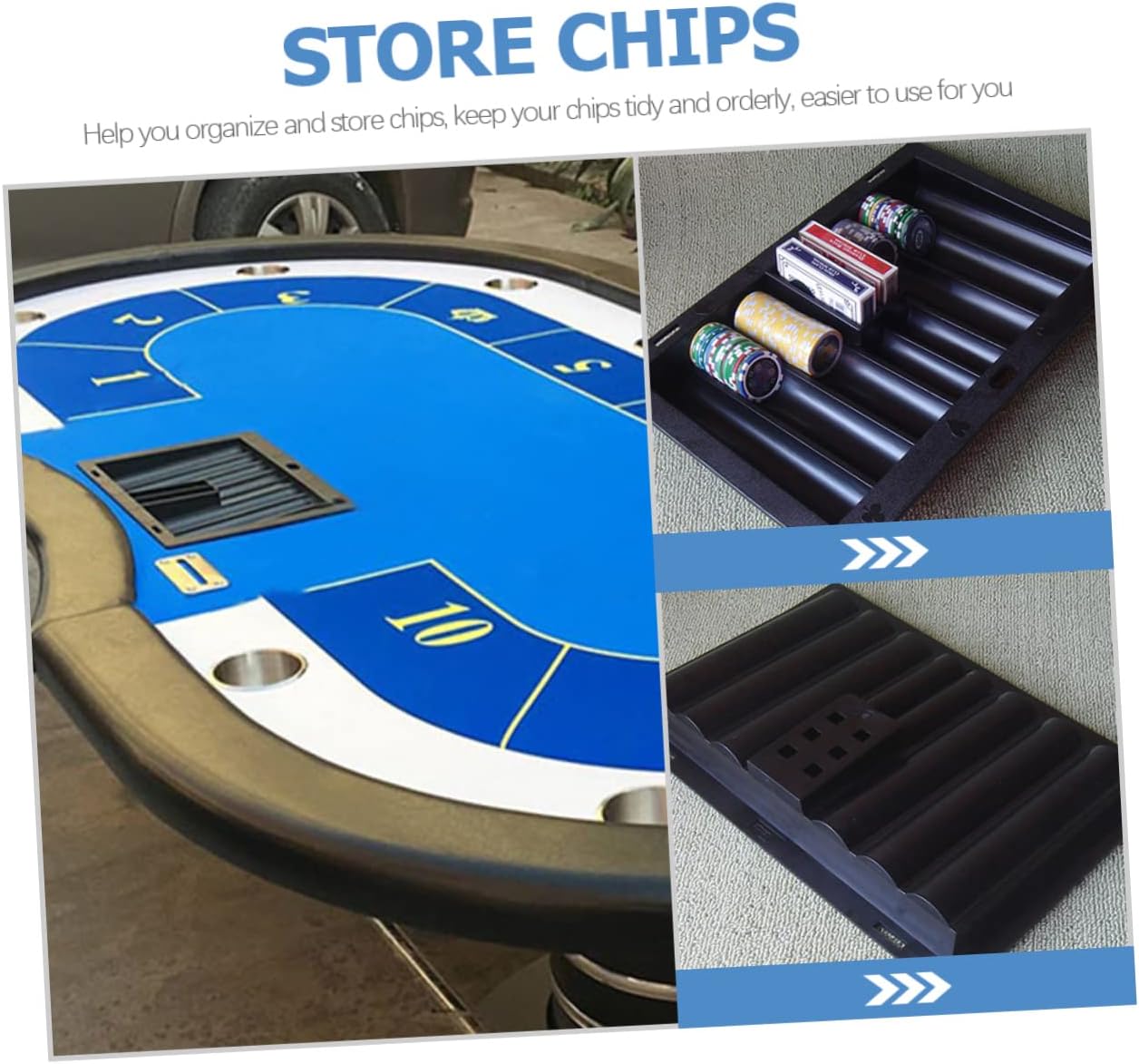 GARVALON Poker Chip Tray for Game Night Plastic Table Chip Storage Holder for Home Use 1-Pack