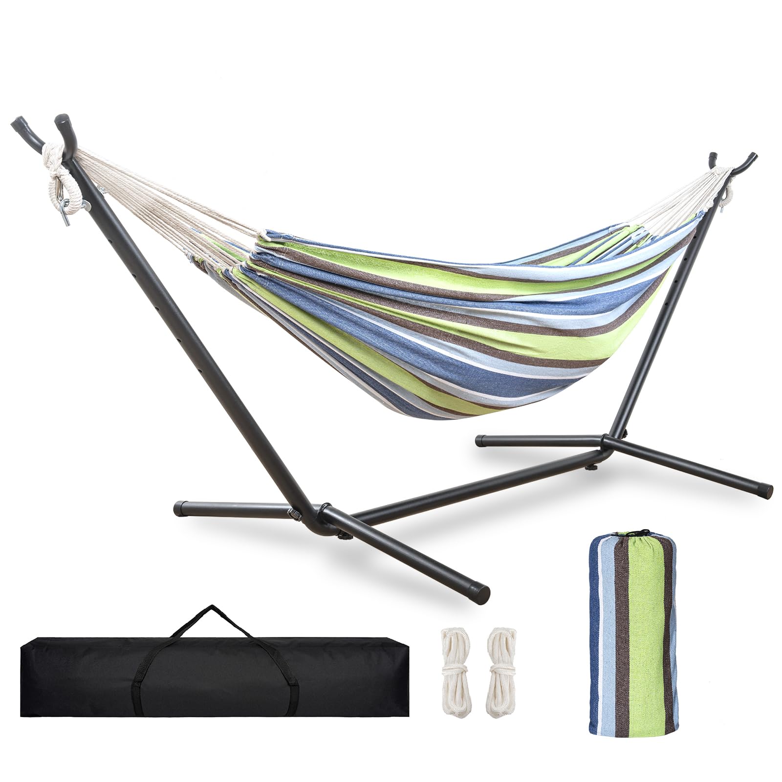 Amazon.co.jp: TORIBIO ダブルハンモック 自立式スタンド 耐重荷300kg