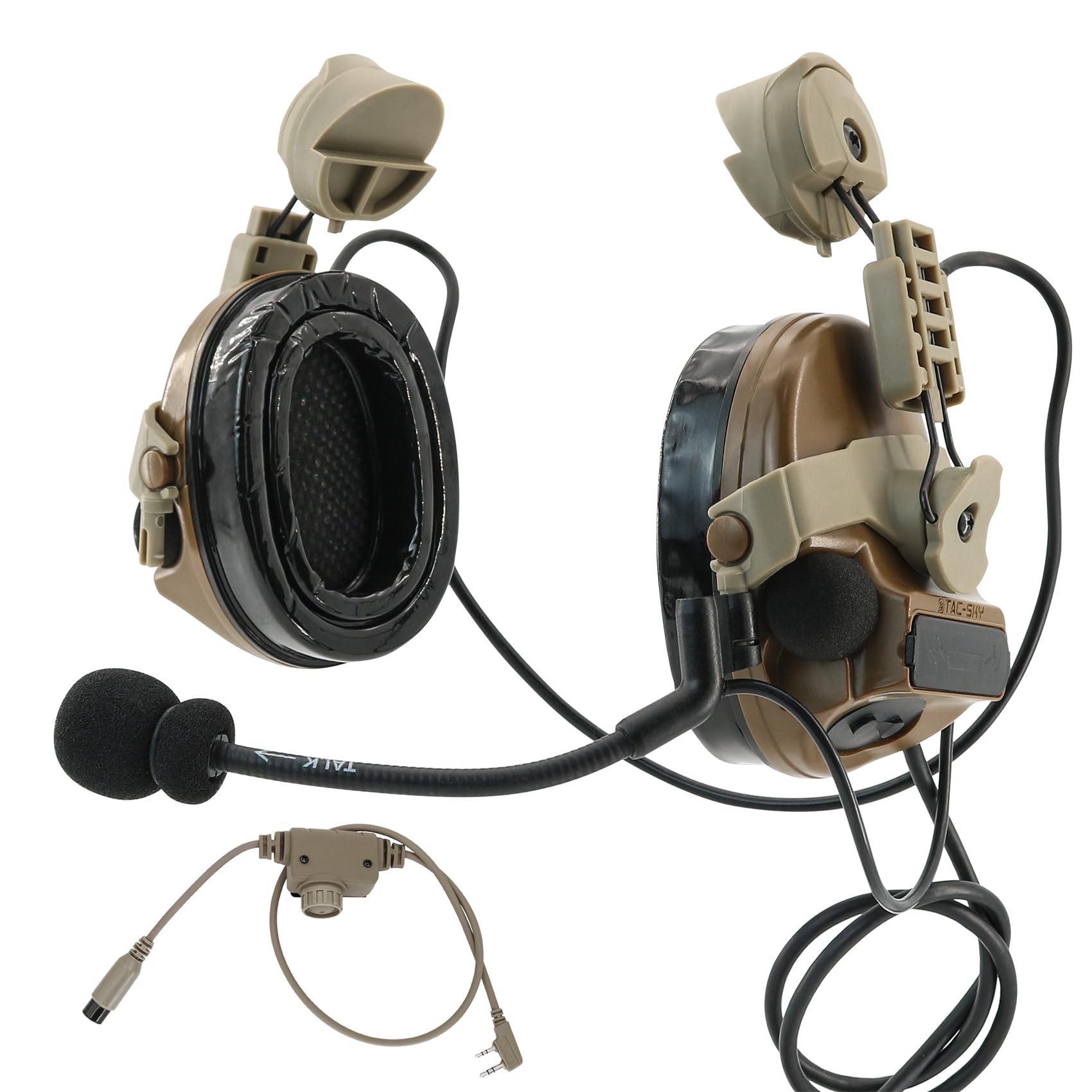 Hearangel Tactical Headset Comta III C3 Noise Reduction Airsoft Headset Sound Pickup w/Rail Adapter & U94 2 Pin PTT