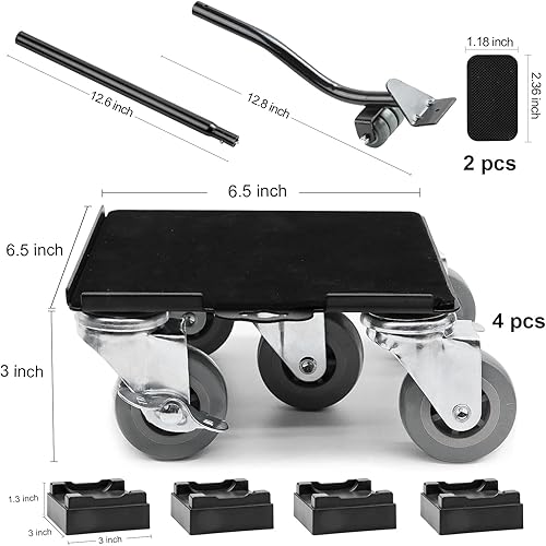 Miniatura 3 de 5 ruedas pesadas para muebles con rotación de 360, 2 frenos, mezcla de acero al carbono de 6.5 x 6.5 pulgadas, mezcla de hasta 3747 libras3,747.9