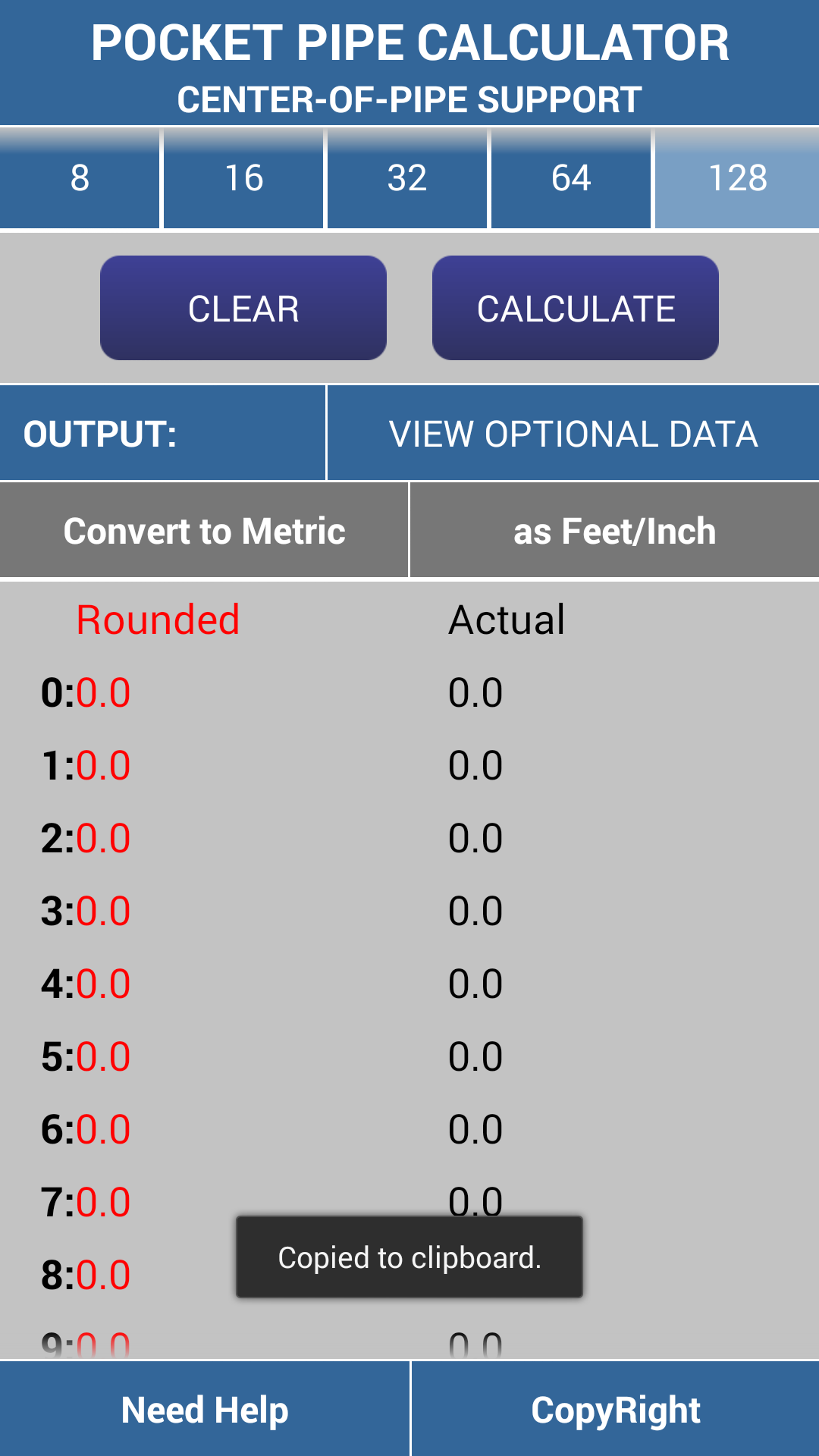 Pipe Support Calculator App on the Amazon Appstore
