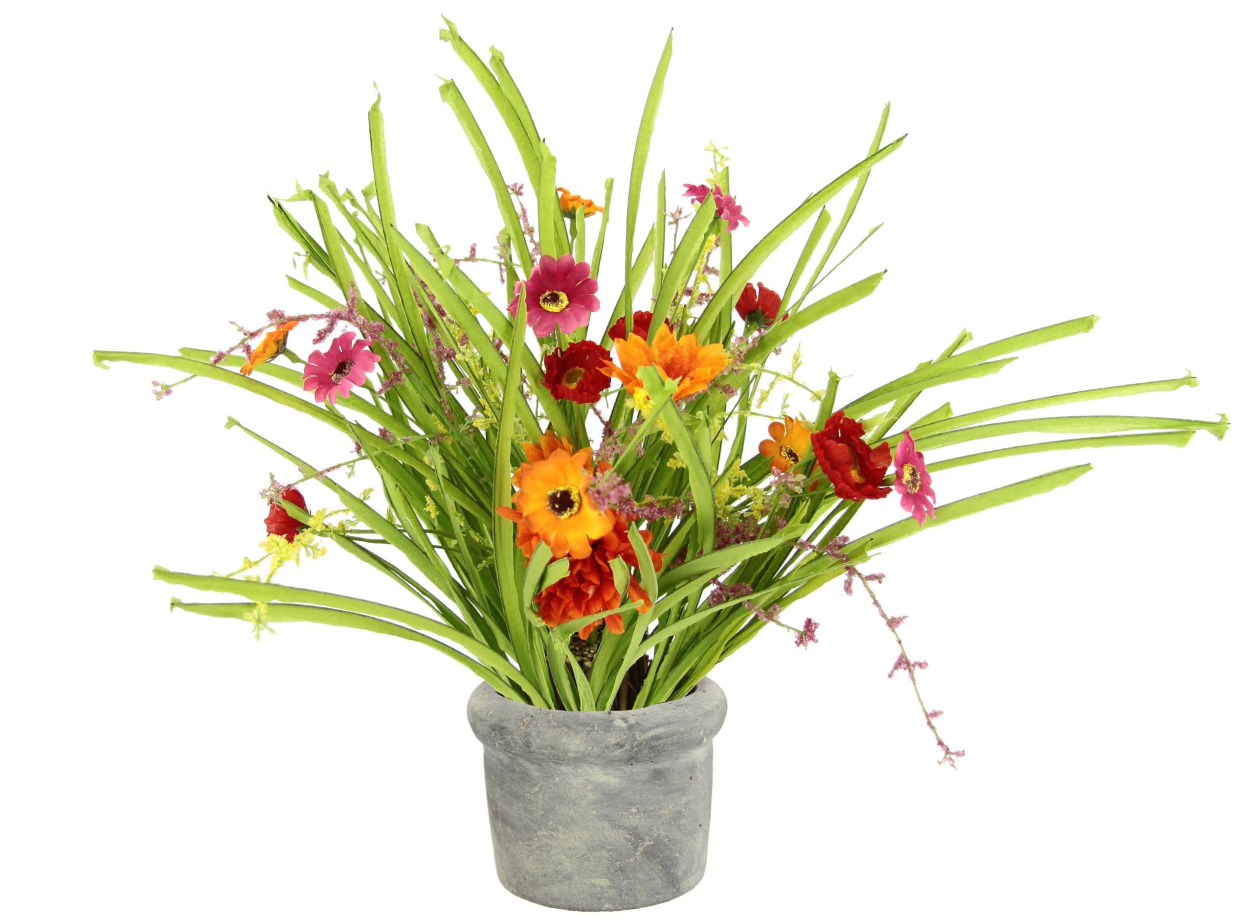 Flair Flower Naranja Ribete De Flores En Maceta, Arbusto De Hierba Artificial Con Margaritas, Flores Artificiales, Gerbera, Hierba Artificial, Racimo De Hierba, Flores De Hierba Artificial, Planta Artificial, Manojo De