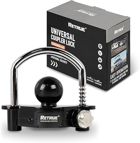 RETRUE Cerradura de acoplador universal para remolque, bloqueo de enganche de bola, bloqueo de enganche de remolque, de seguridad ajustable, de