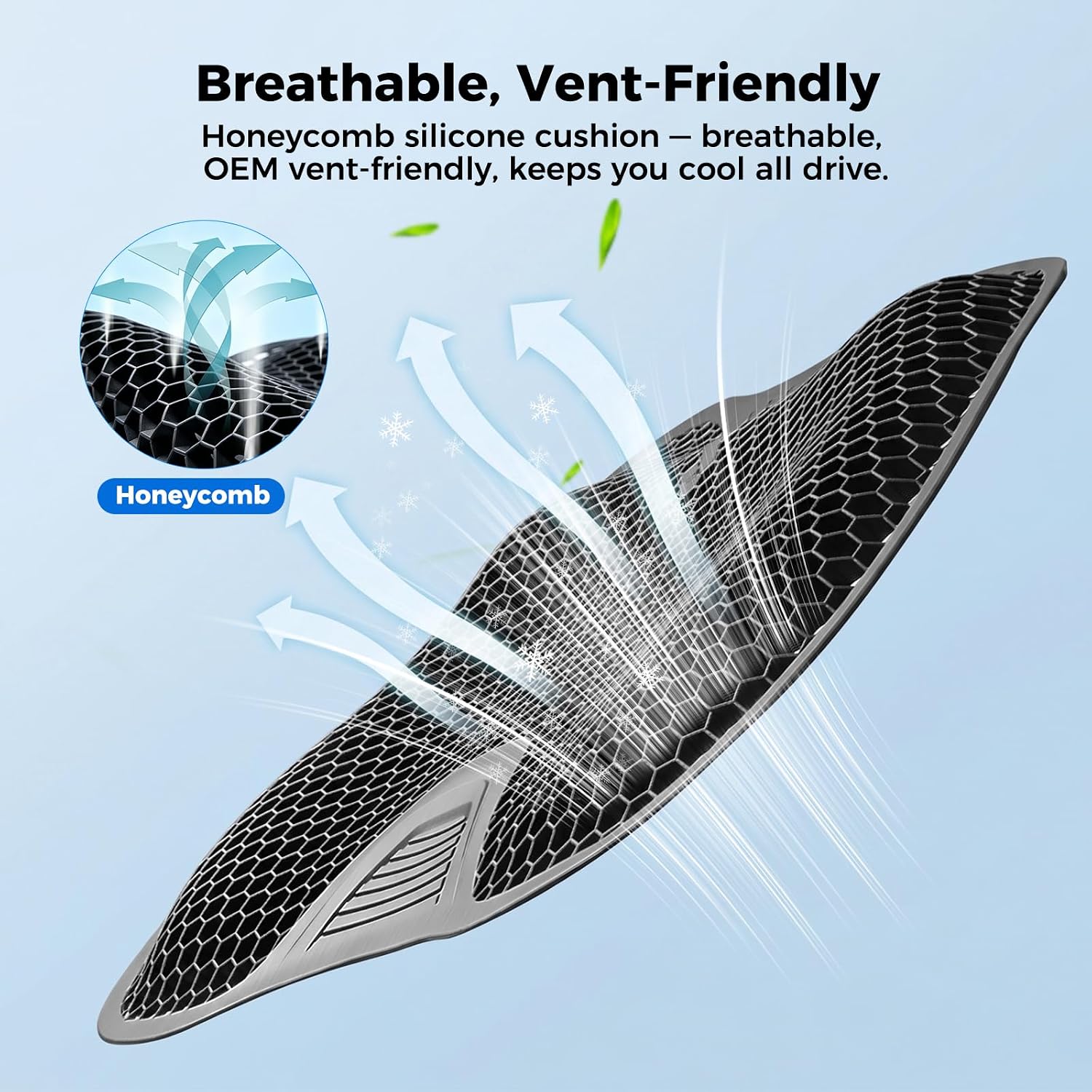 1 Pack Silicone Seat Cushion, Breathable Honeycomb High Support Seat Cover for Tesla Model 3 2017-2023 Model Y 2020-2025, All Season Car Accessories, Summer Ventilated Seat Cushion